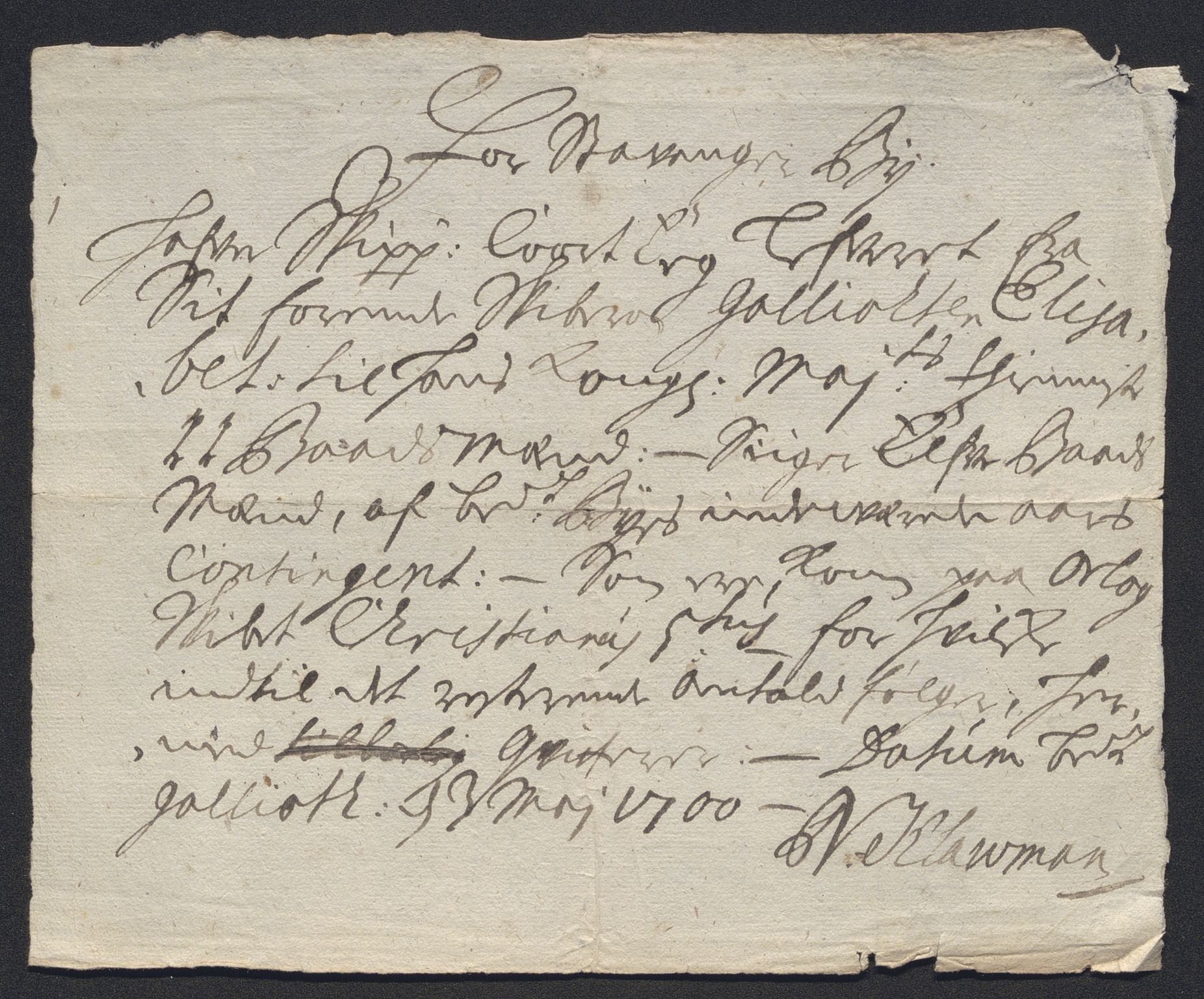 Rentekammeret inntil 1814, Reviderte regnskaper, Byregnskaper, RA/EA-4066/R/Ro/L0302: [O4] Kontribusjonsregnskap, 1687-1711, p. 261