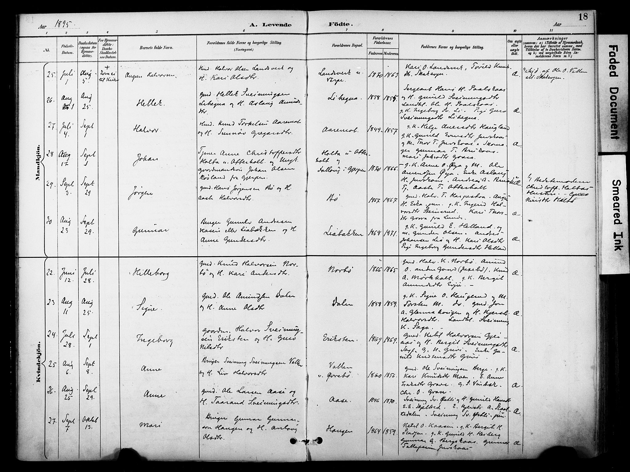 Bø kirkebøker, AV/SAKO-A-257/F/Fa/L0011: Parish register (official) no. 11, 1892-1900, p. 18