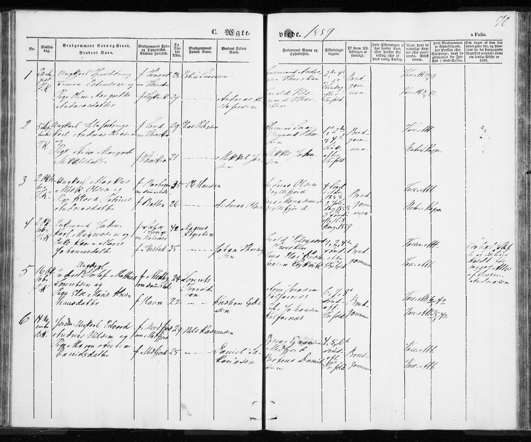 Berg sokneprestkontor, SATØ/S-1318/G/Ga/Gaa/L0001kirke: Parish register (official) no. 1, 1846-1859, p. 70