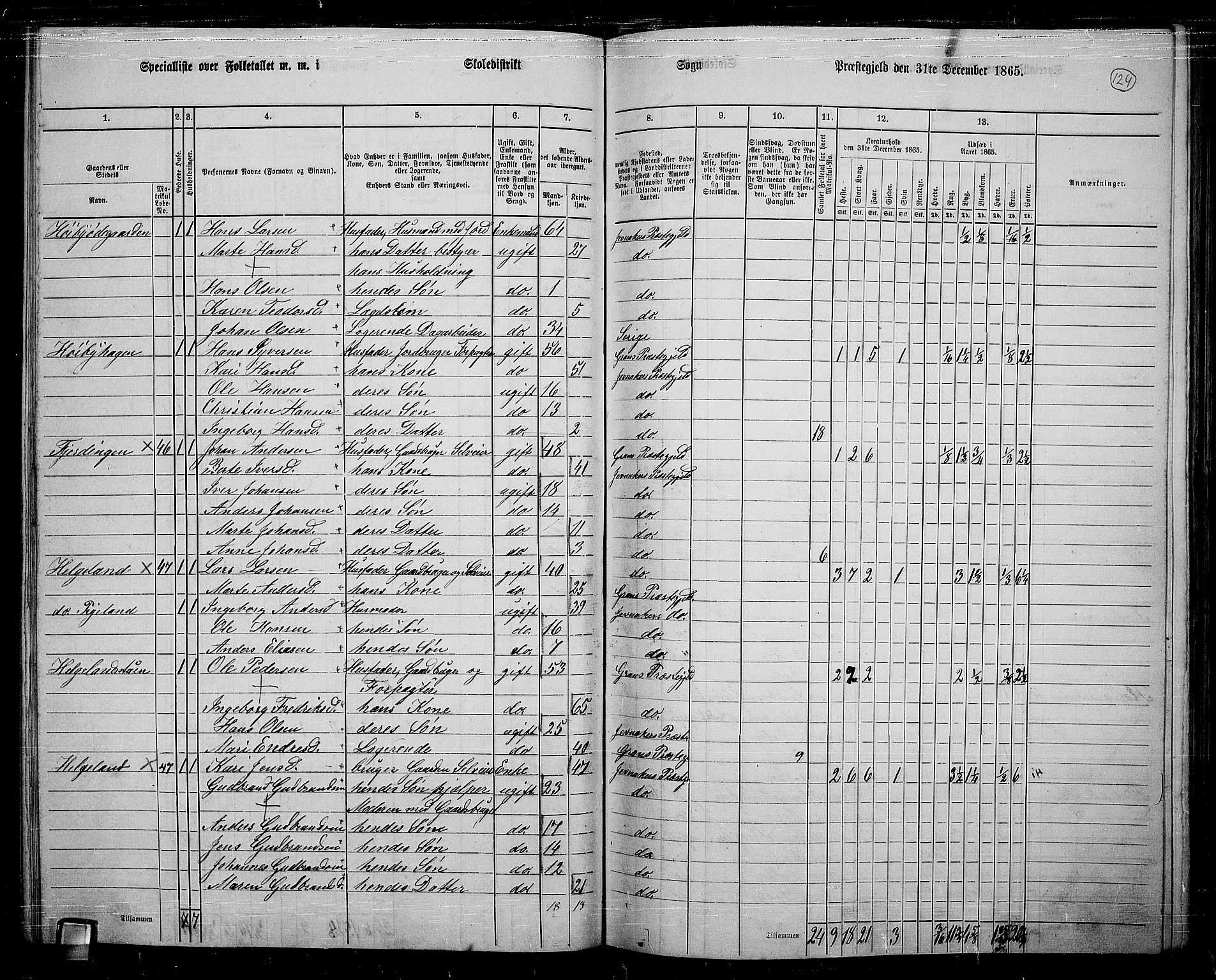 RA, 1865 census for Jevnaker, 1865, p. 118