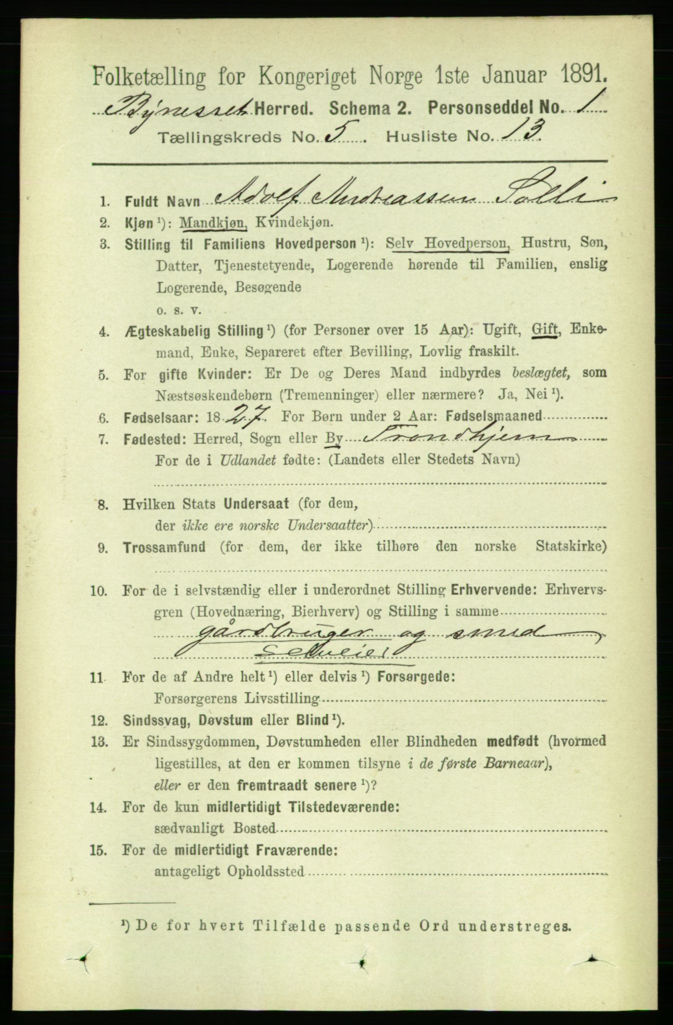 RA, 1891 census for 1655 Byneset, 1891, p. 2107