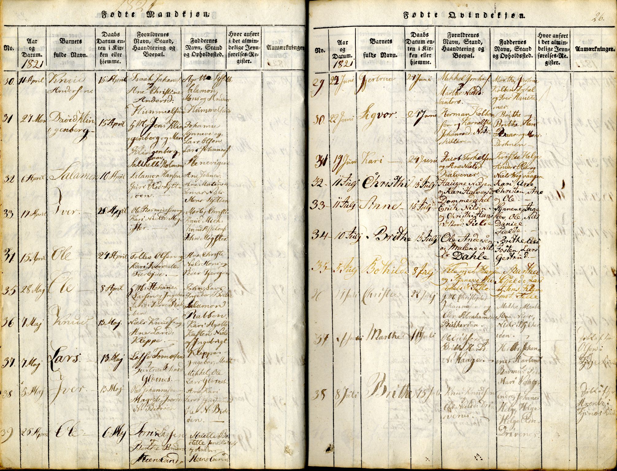Sund sokneprestembete, SAB/A-99930: Parish register (official) no. A 11, 1814-1825, p. 26