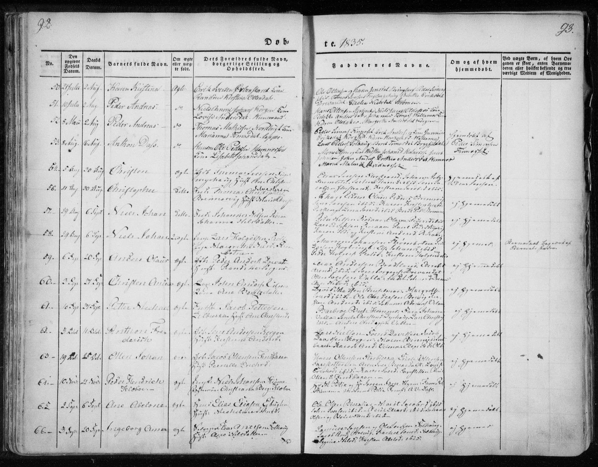 Ministerialprotokoller, klokkerbøker og fødselsregistre - Nordland, AV/SAT-A-1459/825/L0354: Parish register (official) no. 825A08, 1826-1841, p. 92-93