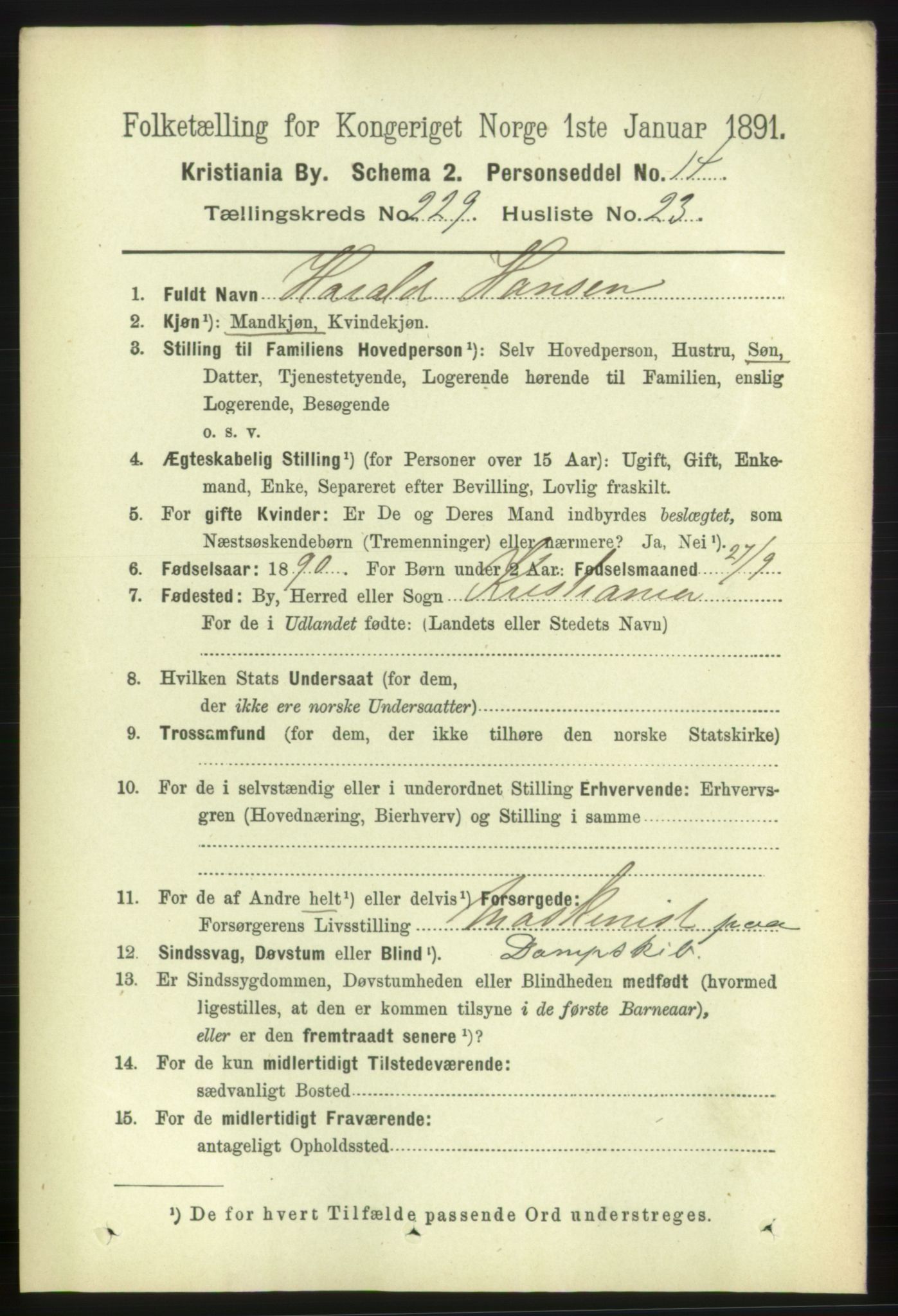RA, 1891 census for 0301 Kristiania, 1891, p. 141009
