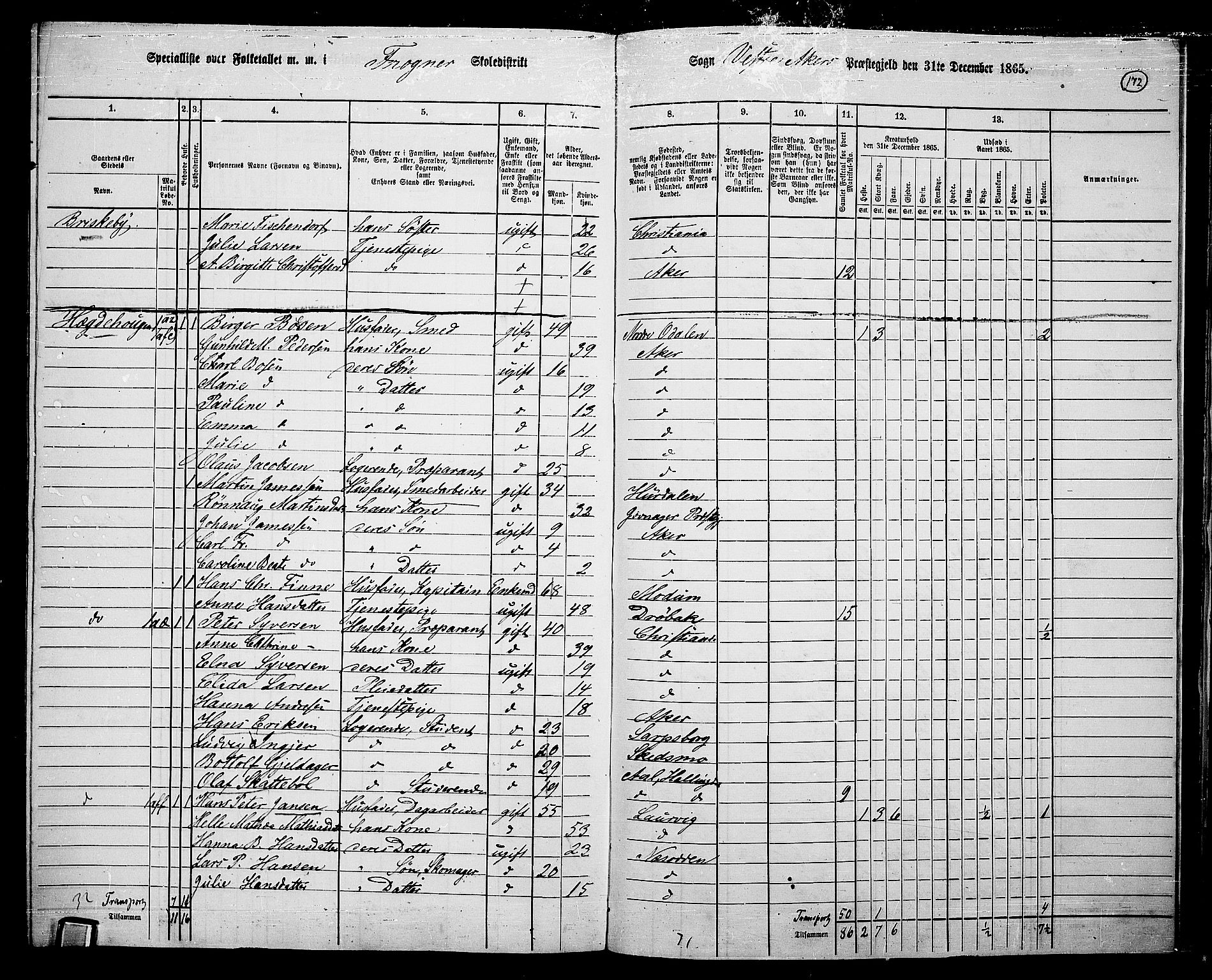 RA, 1865 census for Vestre Aker, 1865, p. 337