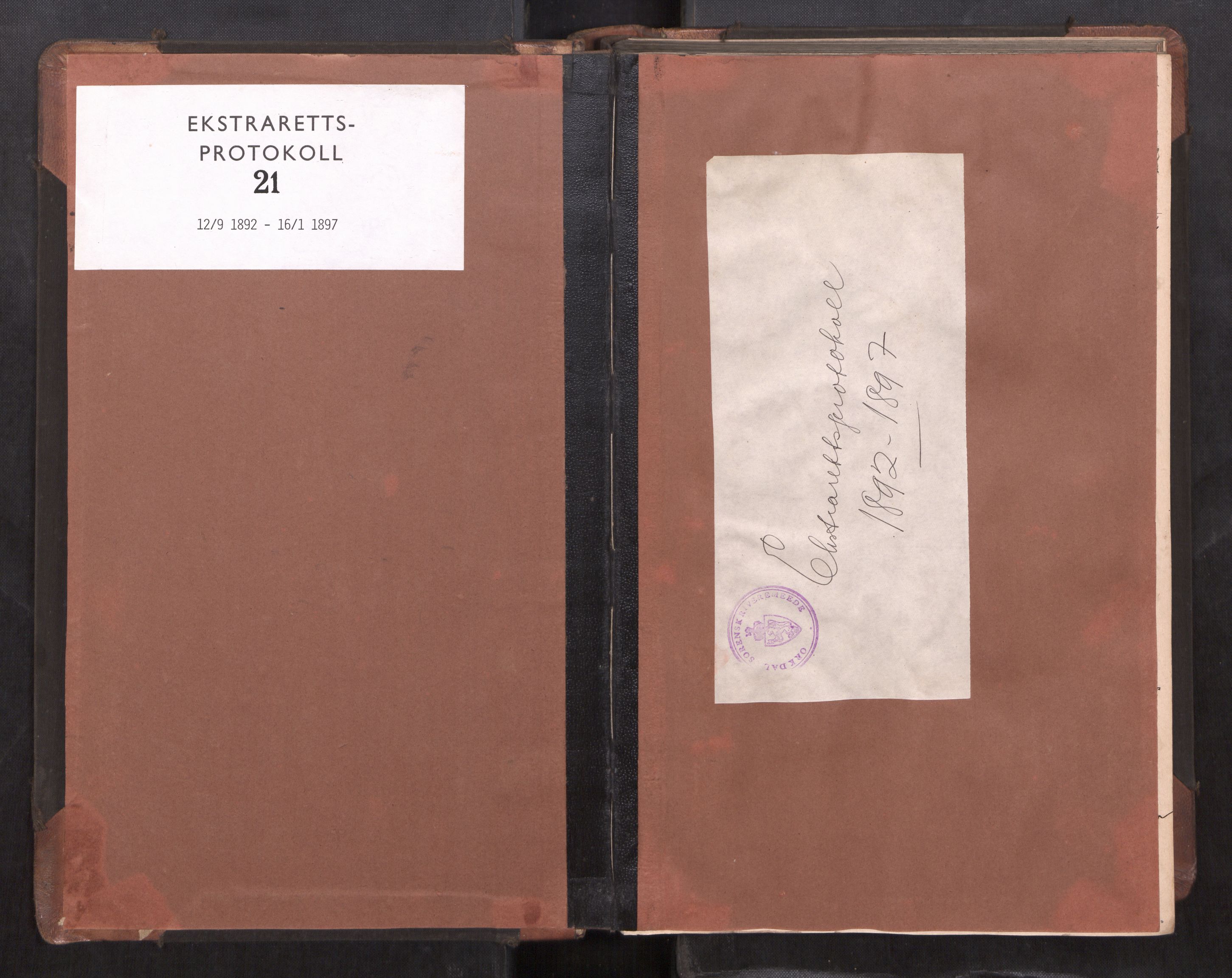 Orkdal sorenskriveri, SAT/A-4169/1/1/1B/L0021: Ekstrarettsprotokoll, 1892-1897