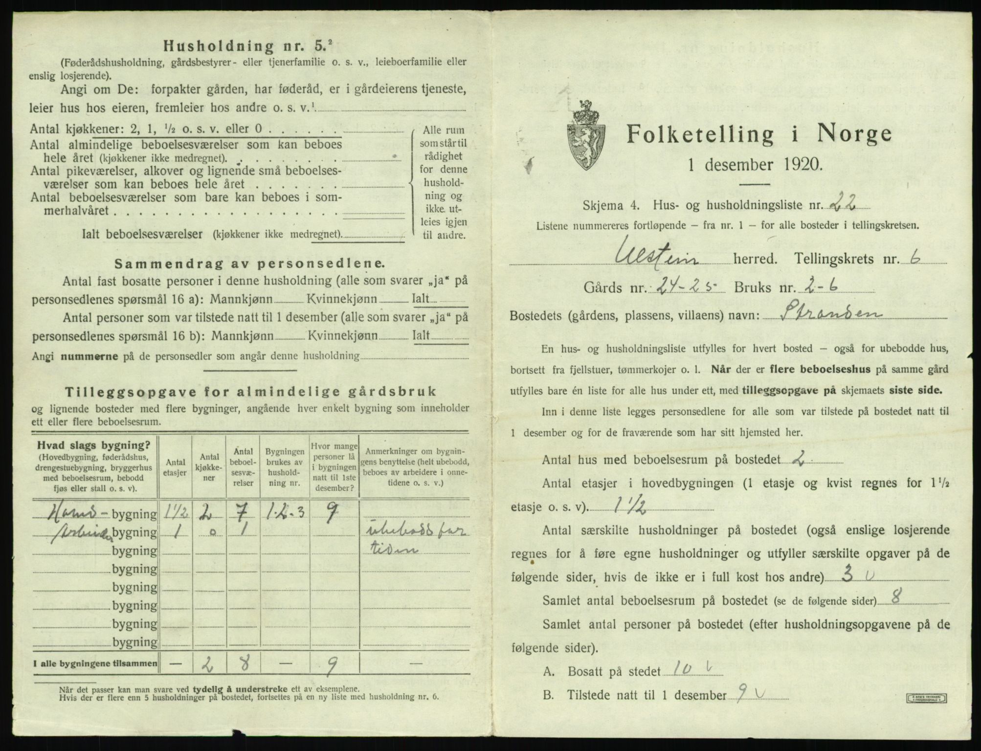 SAT, 1920 census for Ulstein, 1920, p. 486