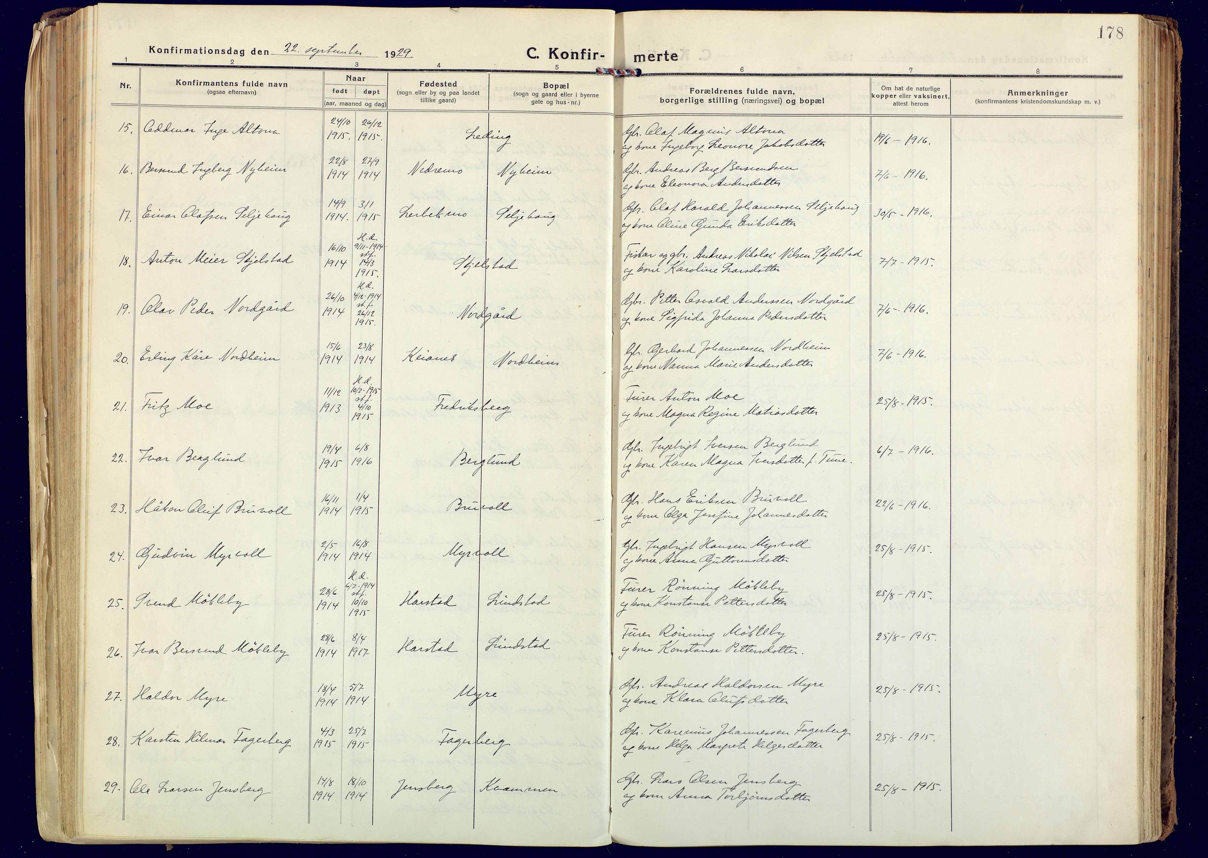 Målselv sokneprestembete, AV/SATØ-S-1311/G/Ga/Gaa/L0014kirke: Parish register (official) no. 14, 1919-1932, p. 178