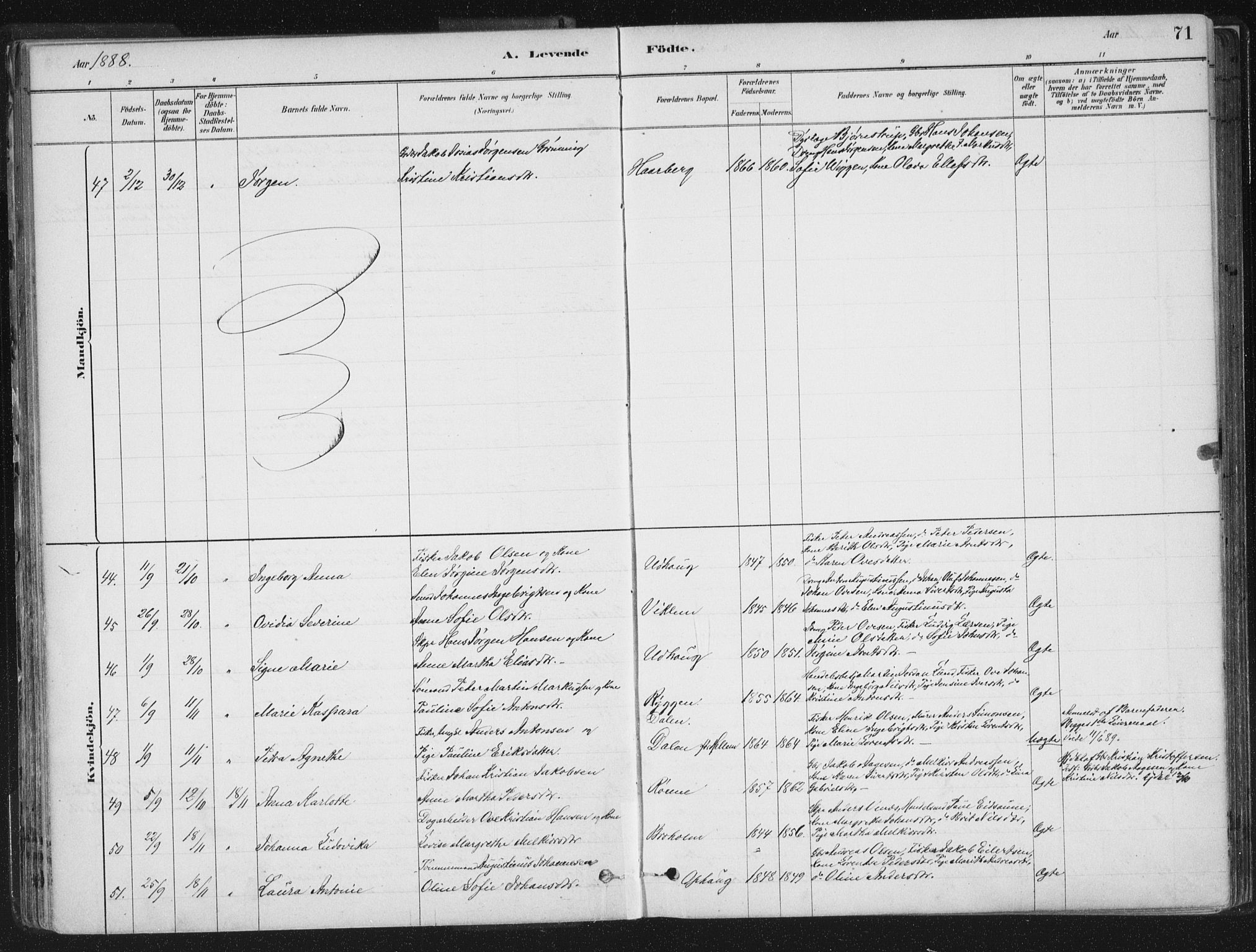 Ministerialprotokoller, klokkerbøker og fødselsregistre - Sør-Trøndelag, AV/SAT-A-1456/659/L0739: Parish register (official) no. 659A09, 1879-1893, p. 71