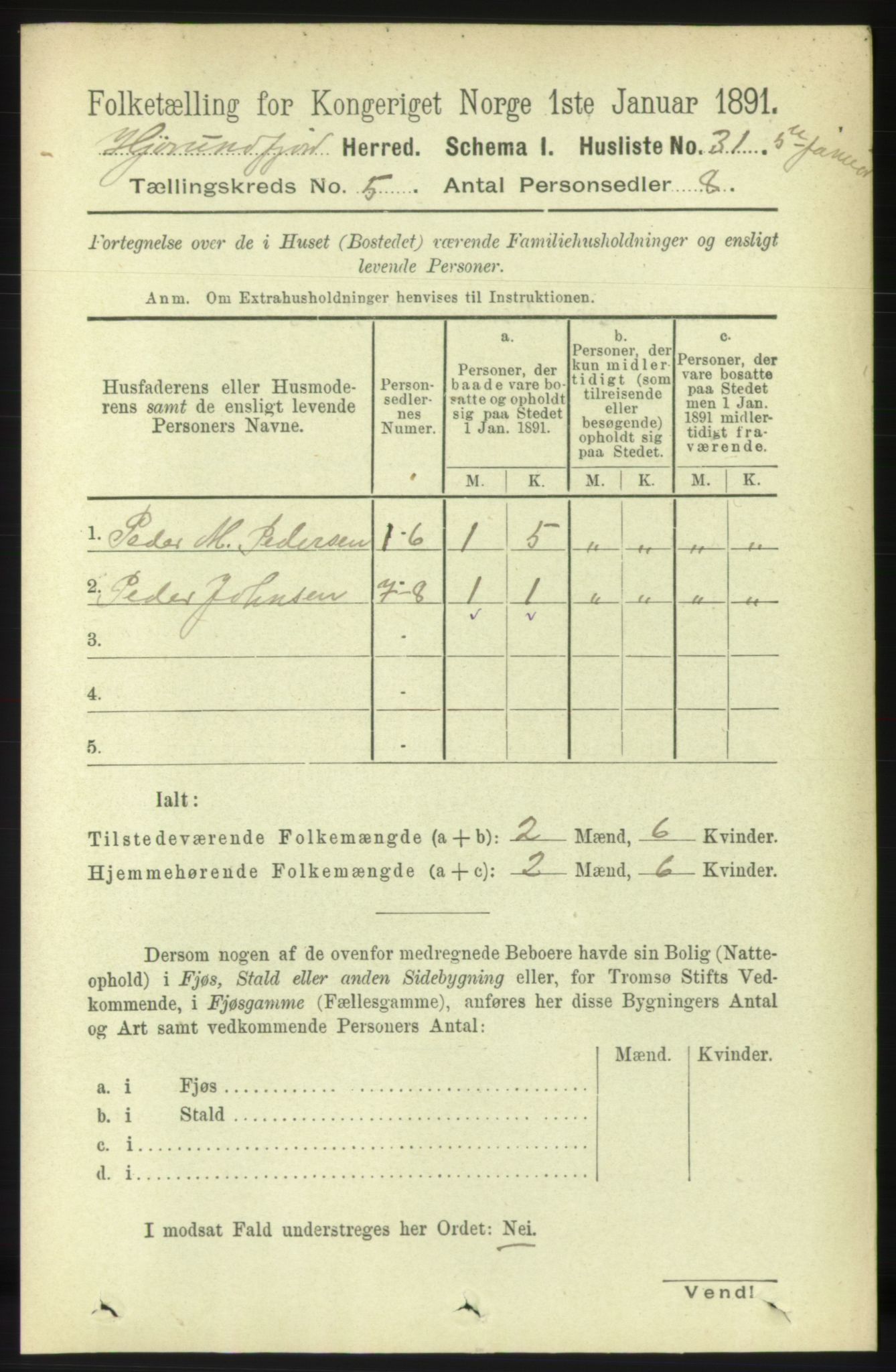 RA, 1891 census for 1522 Hjørundfjord, 1891, p. 887