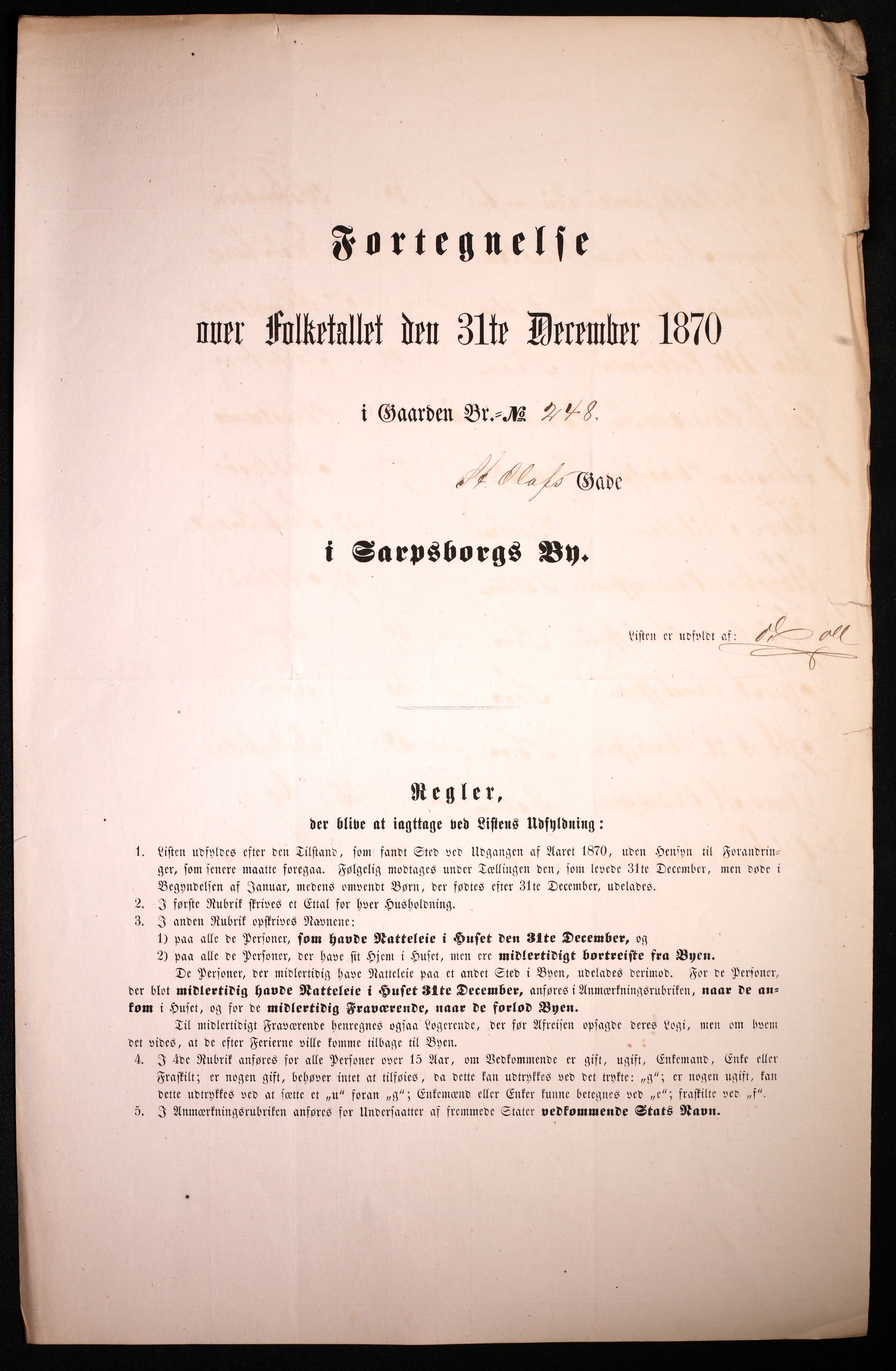 RA, 1870 census for 0102 Sarpsborg, 1870, p. 119