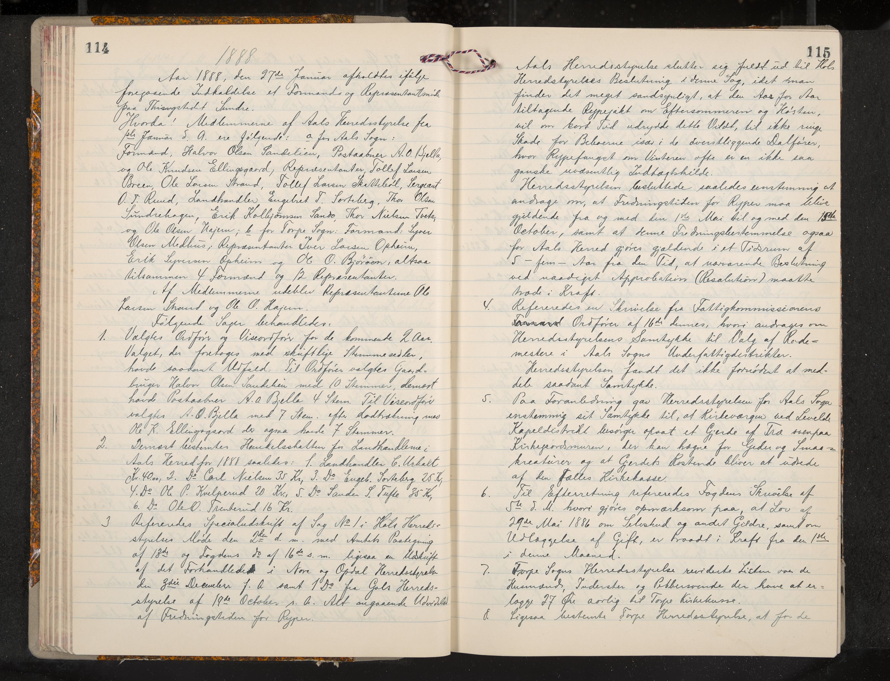 Ål formannskap og sentraladministrasjon, IKAK/0619021/A/Aa/L0004: Utskrift av møtebok, 1881-1901, p. 114-115