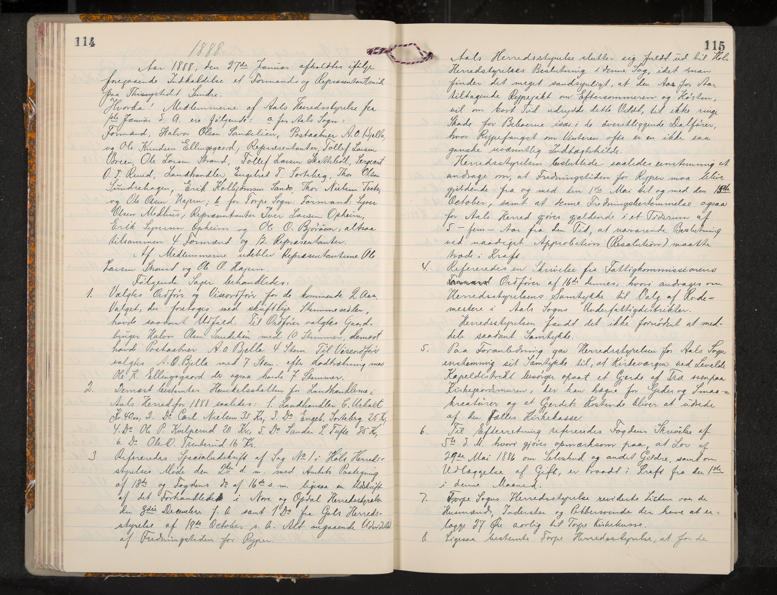 Ål formannskap og sentraladministrasjon, IKAK/0619021/A/Aa/L0004: Utskrift av møtebok, 1881-1901, p. 114-115