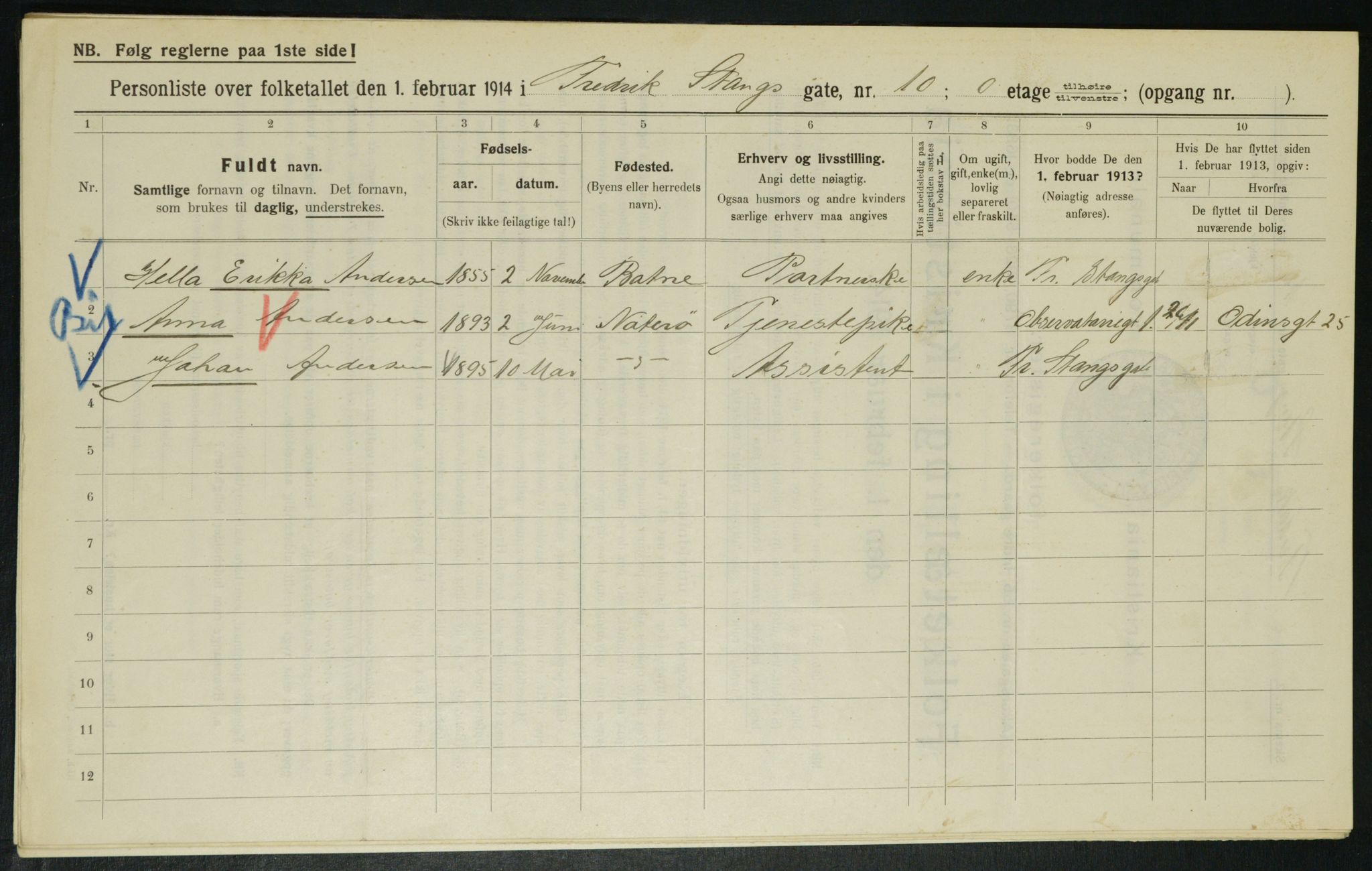 OBA, Municipal Census 1914 for Kristiania, 1914, p. 26813