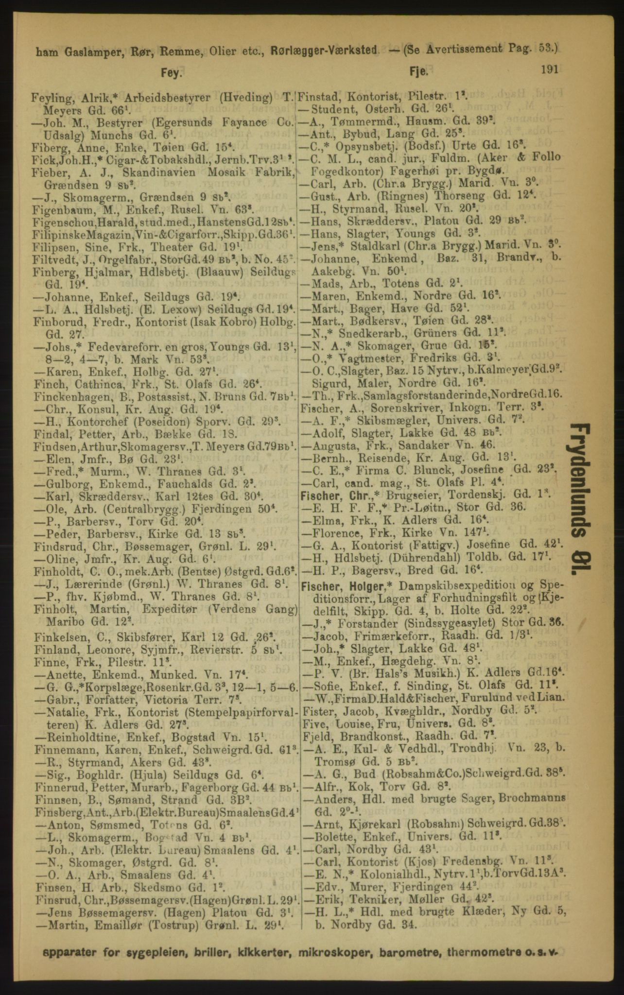 Kristiania/Oslo adressebok, PUBL/-, 1891, p. 191