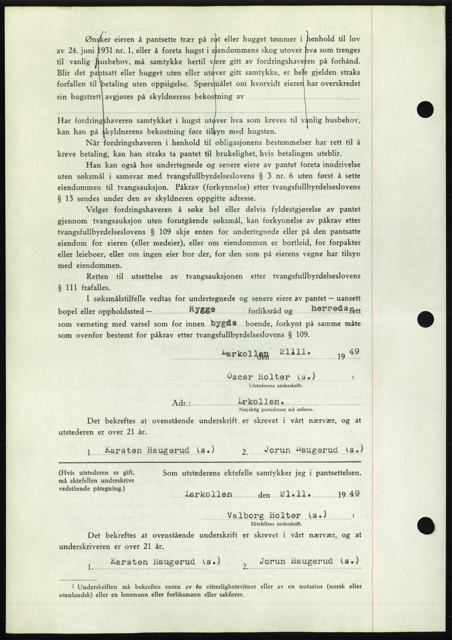 Moss sorenskriveri, AV/SAO-A-10168: Mortgage book no. B23, 1949-1950, Diary no: : 3603/1949