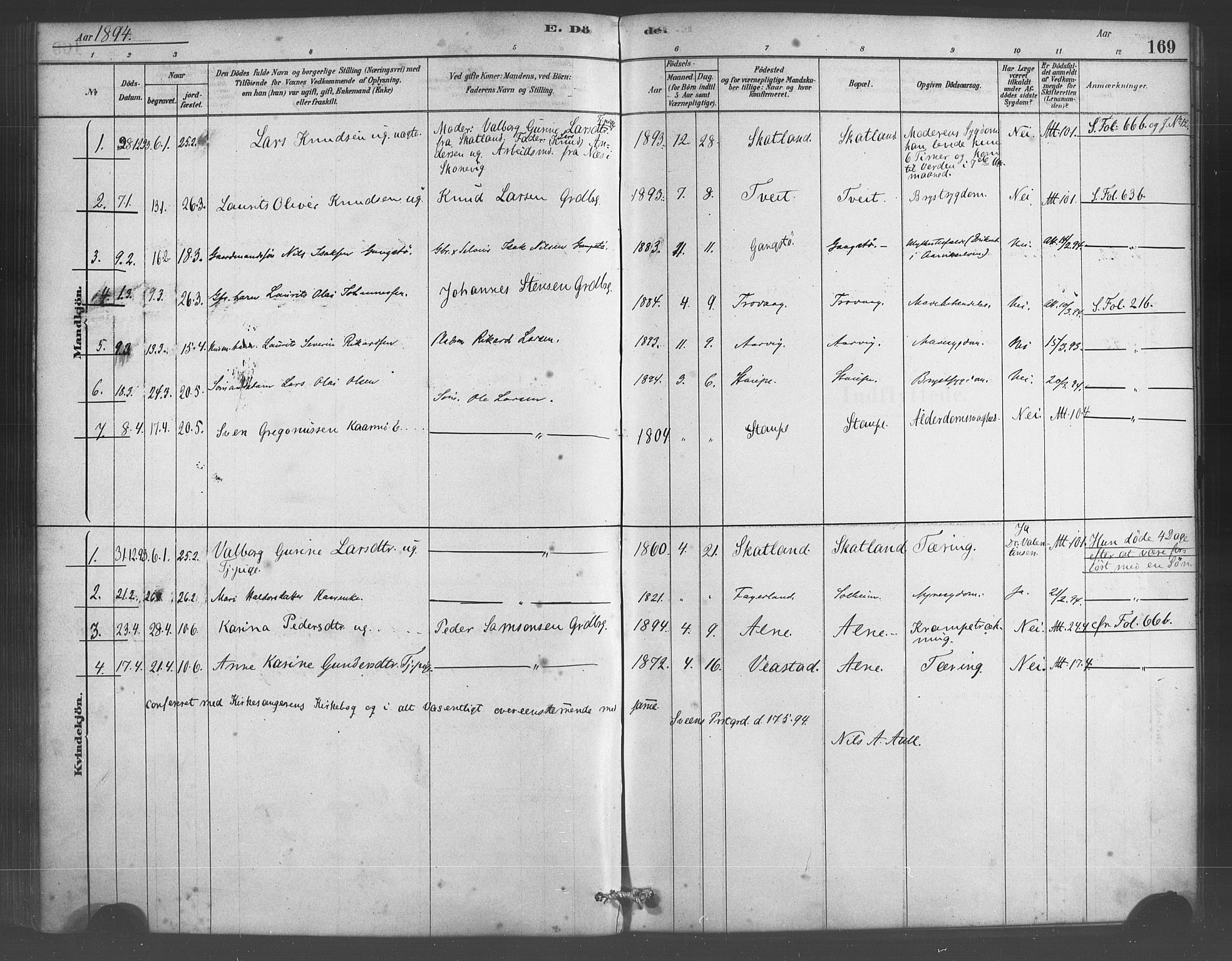 Sveio Sokneprestembete, SAB/A-78501/H/Haa: Parish register (official) no. D 1, 1878-1894, p. 169
