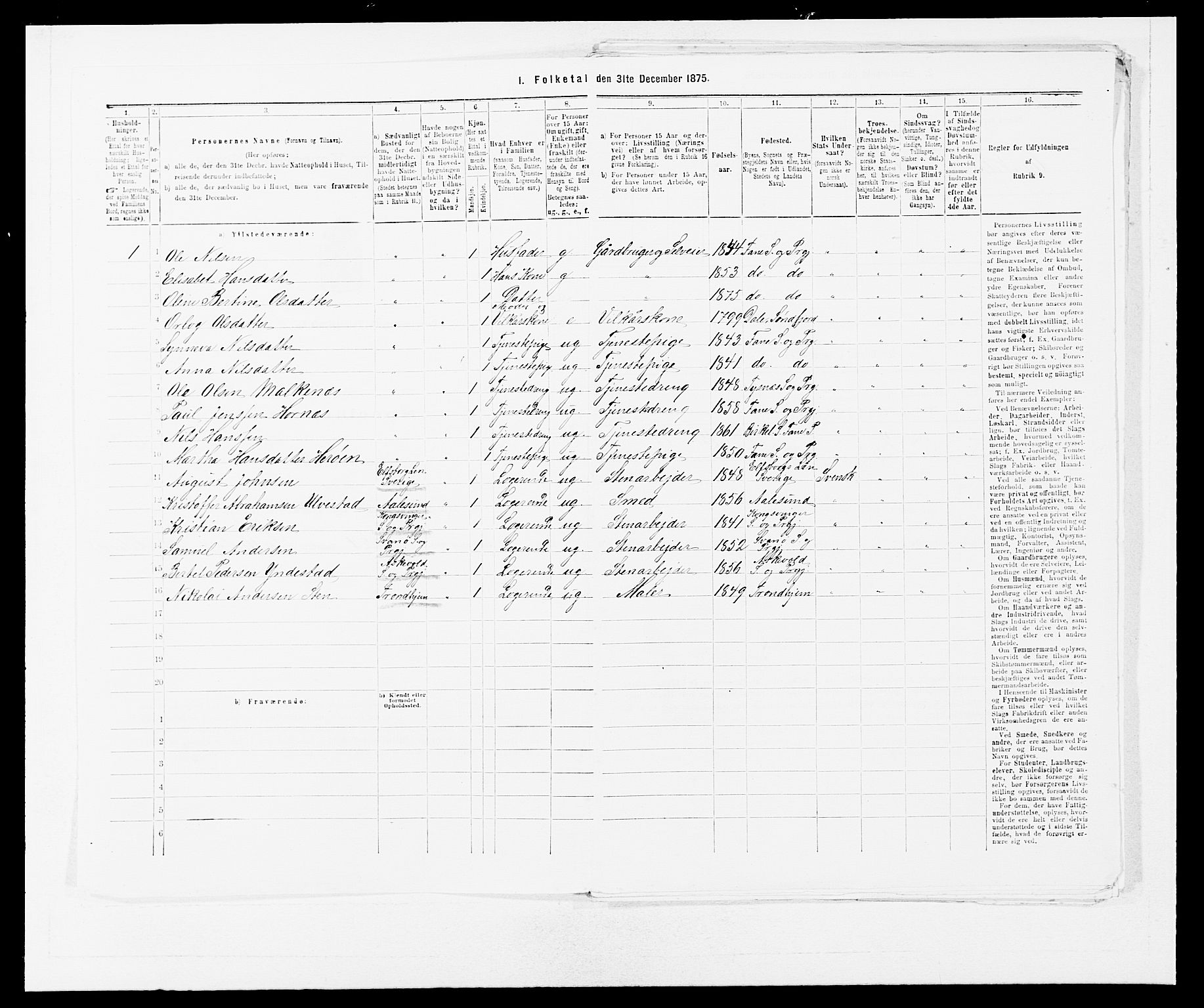 SAB, 1875 census for 1249P Fana, 1875, p. 677