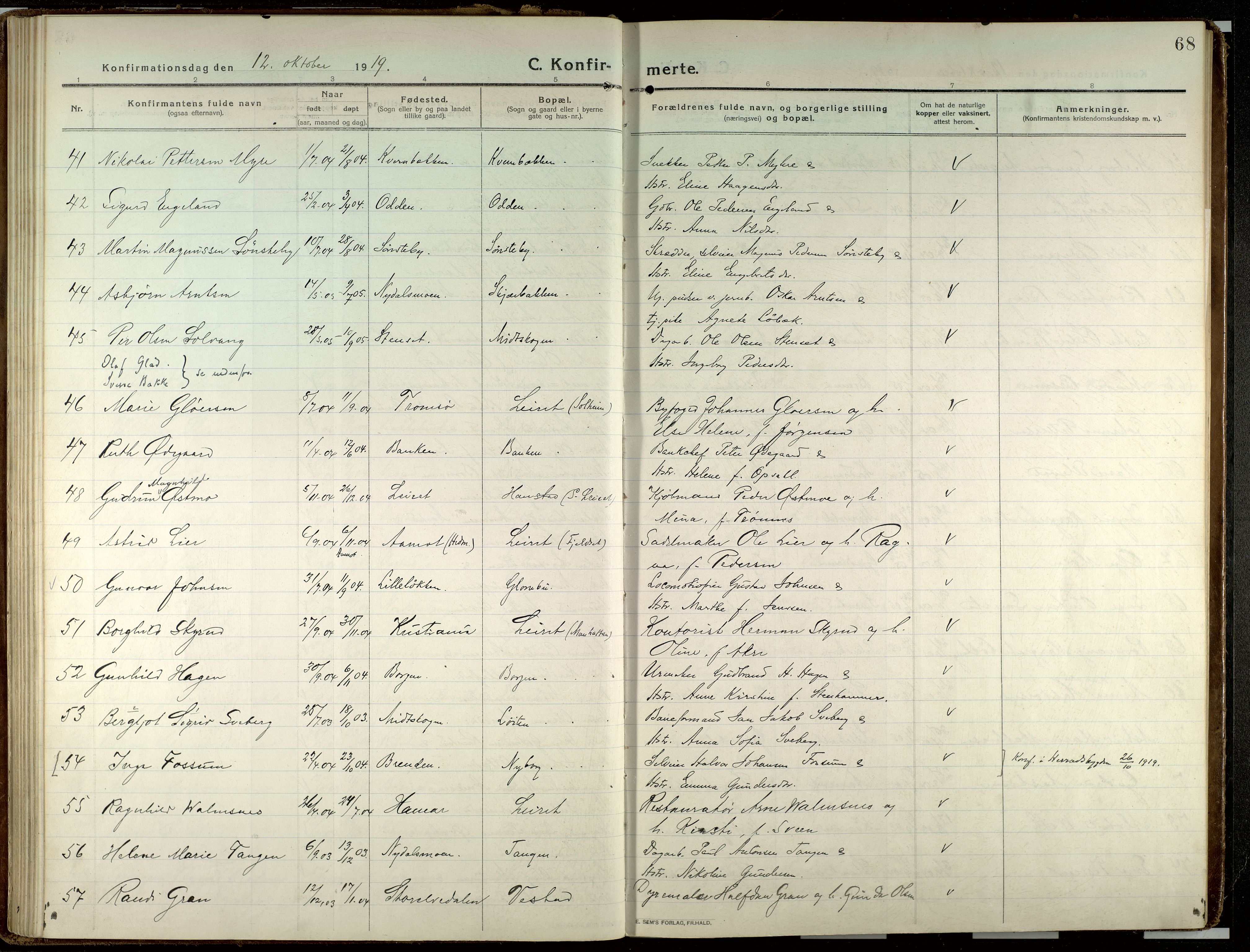 Elverum prestekontor, AV/SAH-PREST-044/H/Ha/Haa/L0023: Parish register (official) no. 23, 1914-1929, p. 68