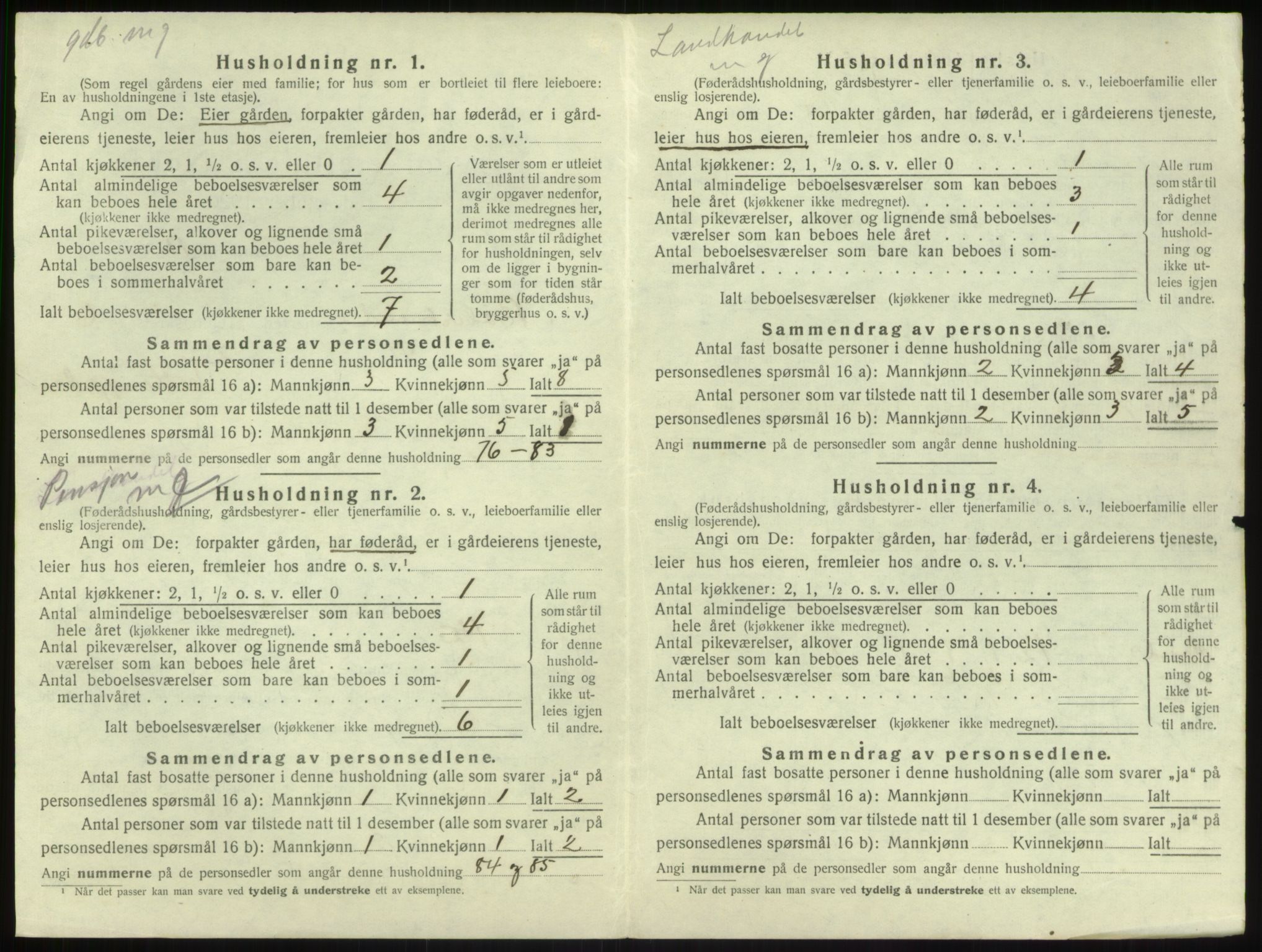 SAB, 1920 census for Balestrand, 1920, p. 419