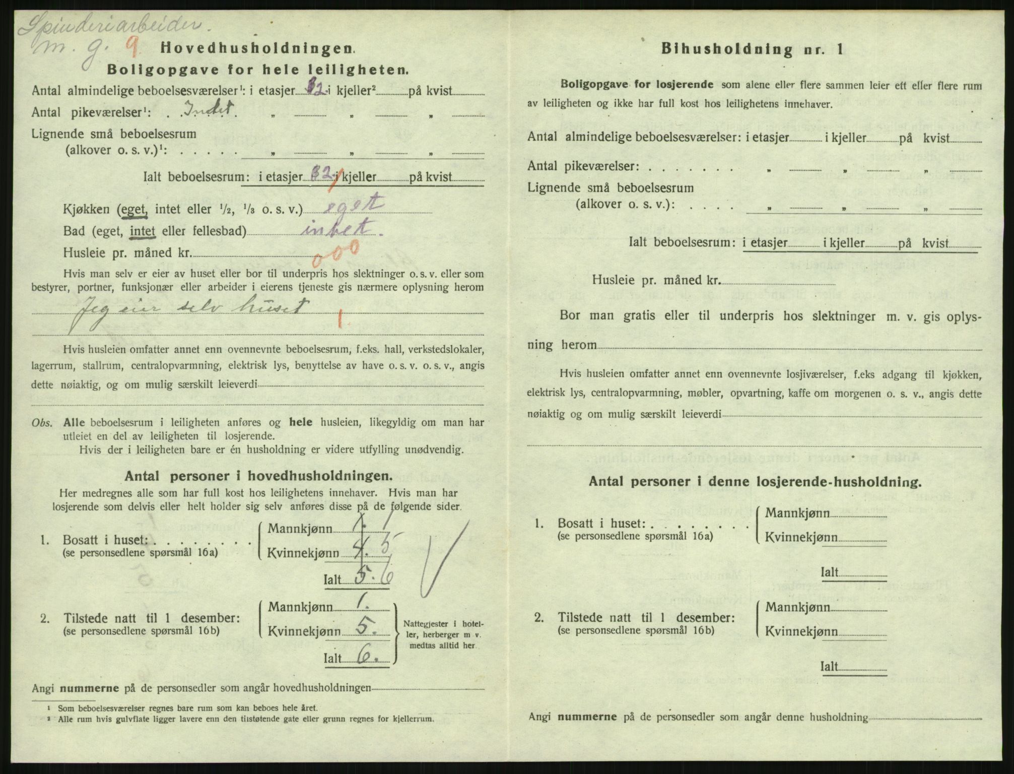 SAH, 1920 census for Lillehammer, 1920, p. 3429