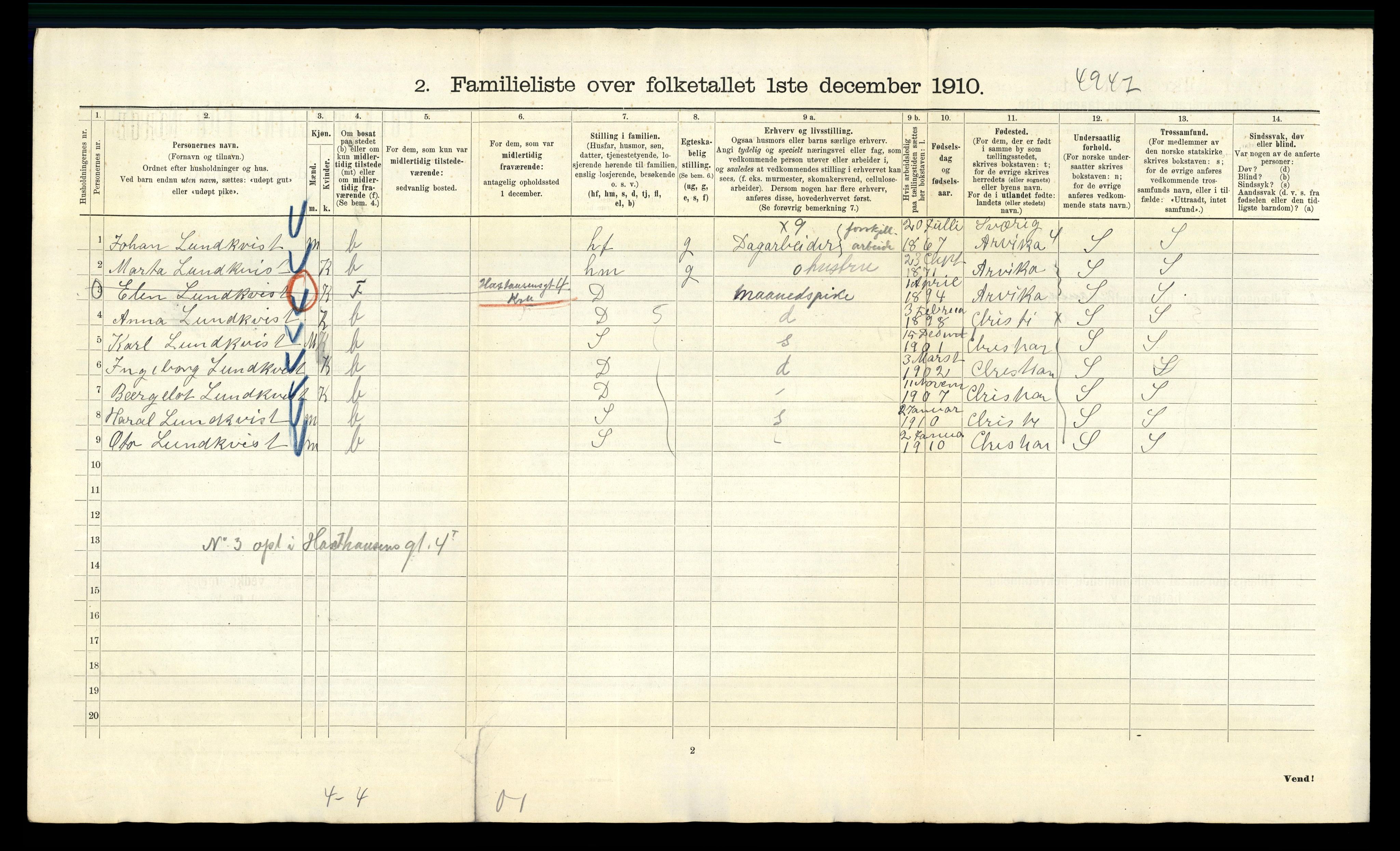 RA, 1910 census for Kristiania, 1910, p. 47096