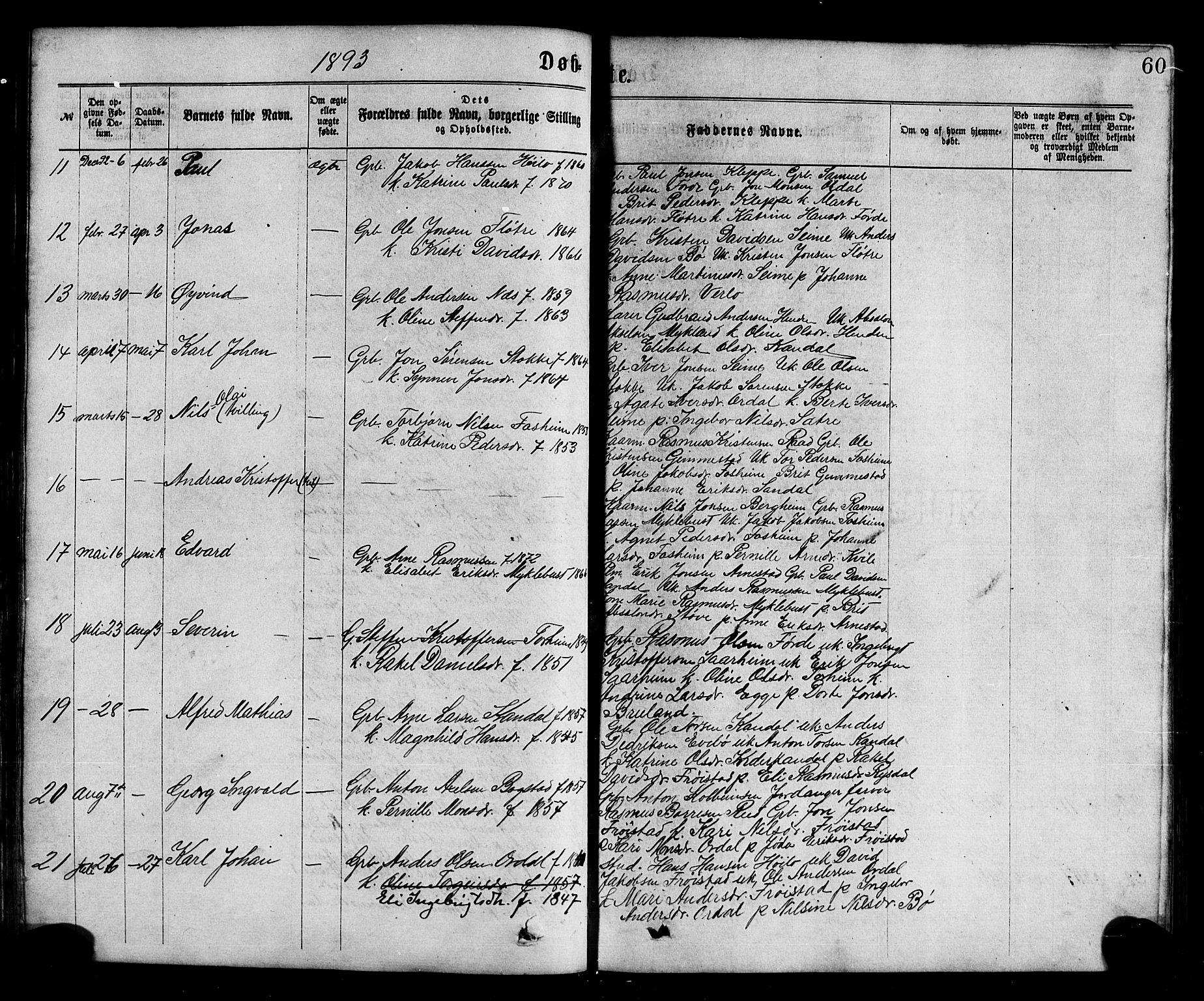 Gloppen sokneprestembete, SAB/A-80101/H/Hab/Habc/L0001: Parish register (copy) no. C 1, 1872-1896, p. 60