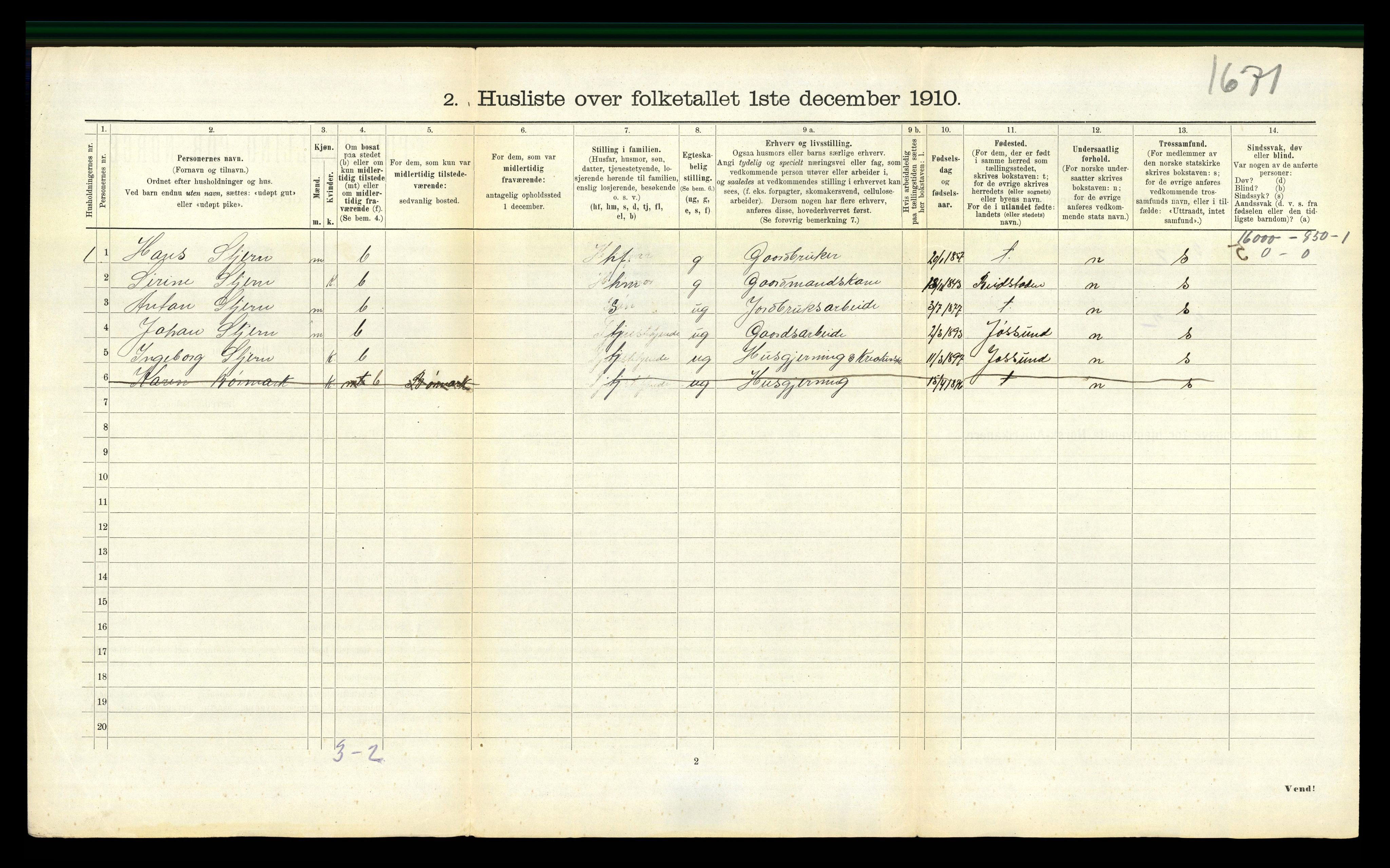 RA, 1910 census for Aa, 1910, p. 247