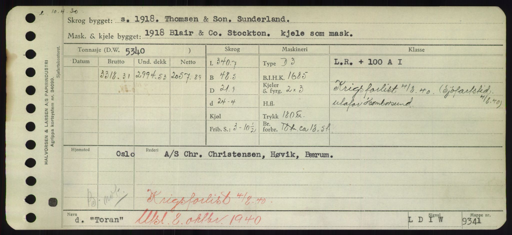 Sjøfartsdirektoratet med forløpere, Skipsmålingen, RA/S-1627/H/Hd/L0039: Fartøy, Ti-Tø, p. 243