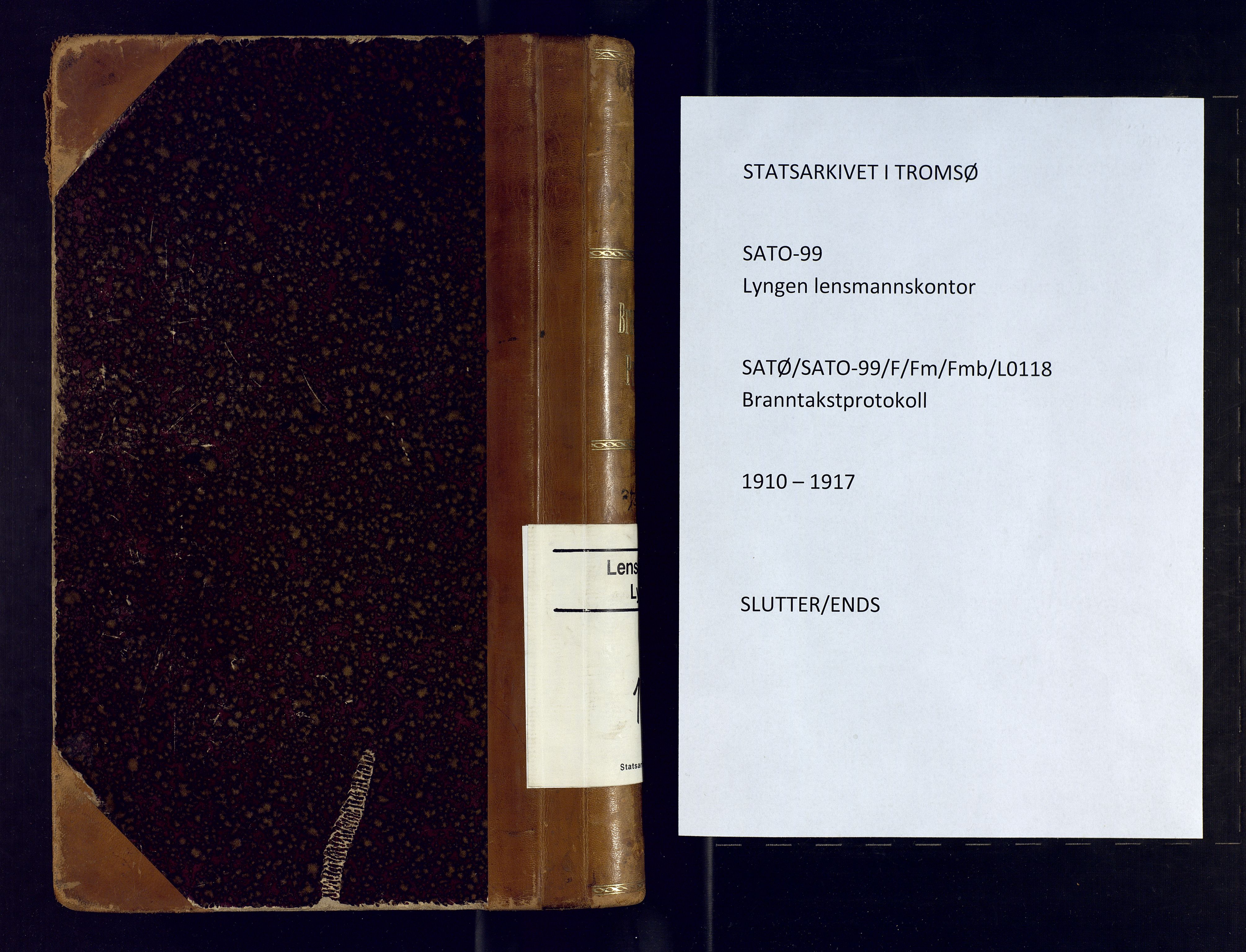 Lyngen lensmannskontor, SATØ/SATO-99/F/Fm/Fmb/L0118: Branntakstprotokoller, 1910-1917