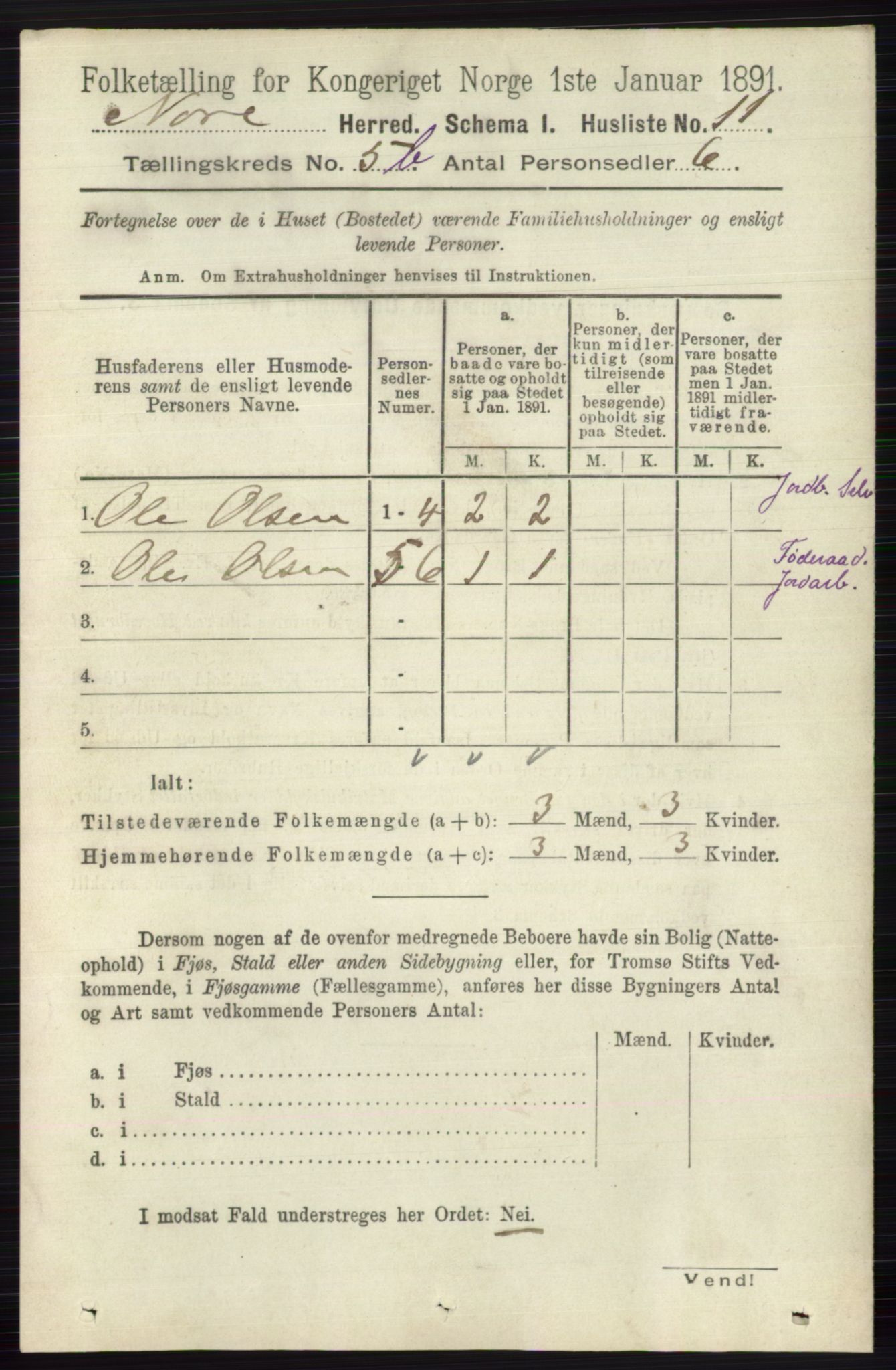 RA, 1891 census for 0633 Nore, 1891, p. 1771