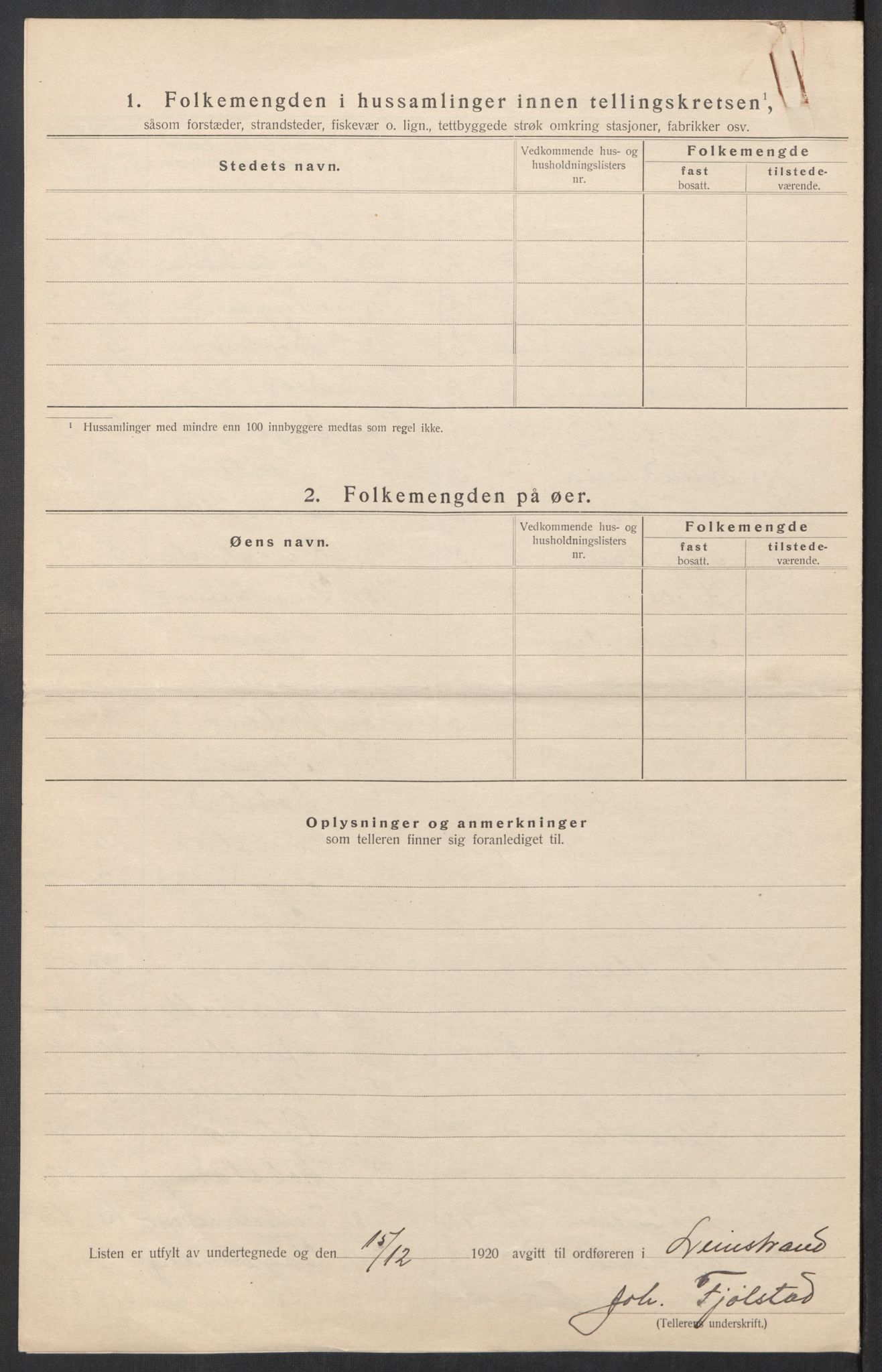 SAT, 1920 census for Leinstrand, 1920, p. 16