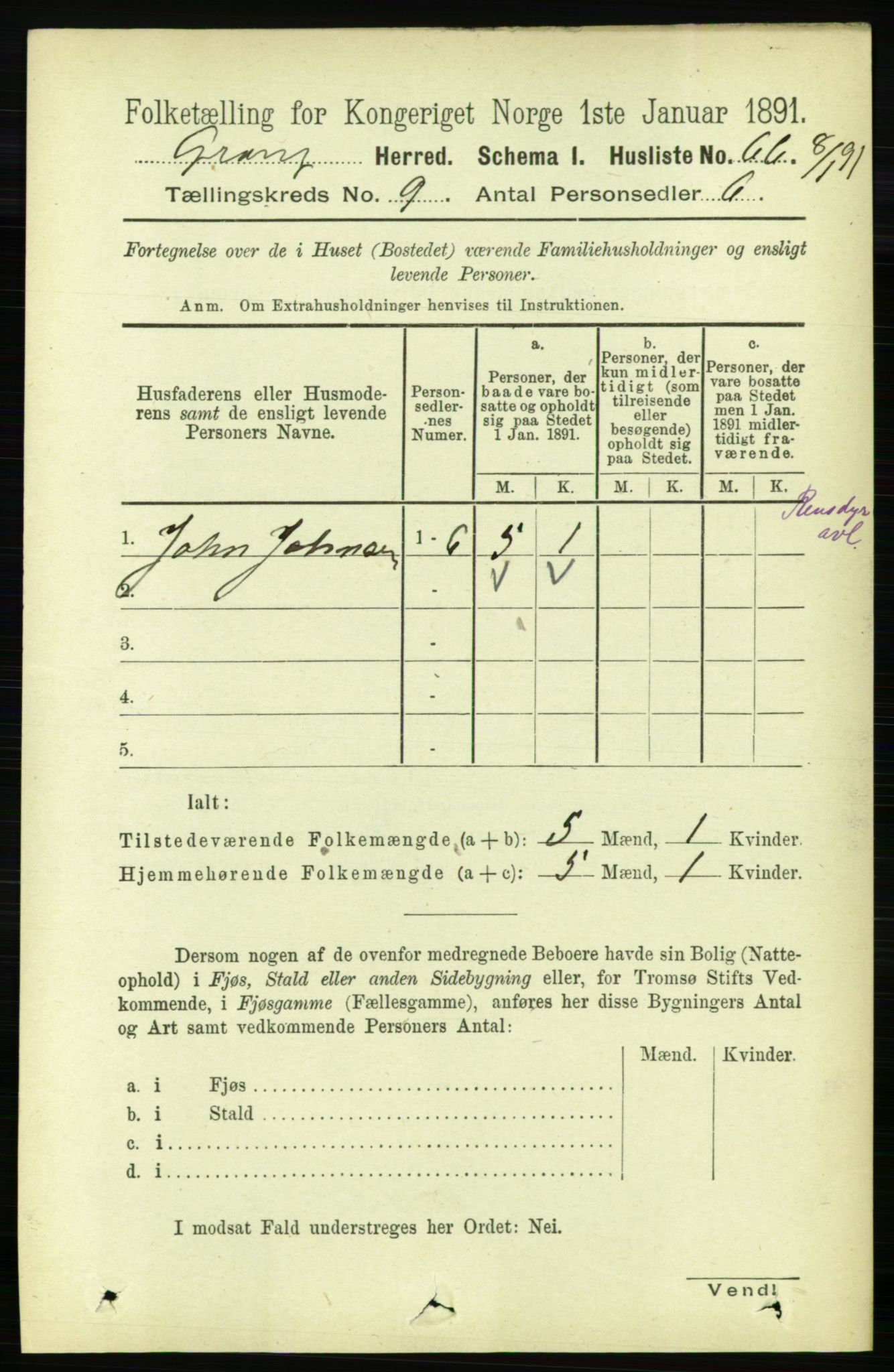 RA, 1891 census for 1742 Grong, 1891, p. 3134