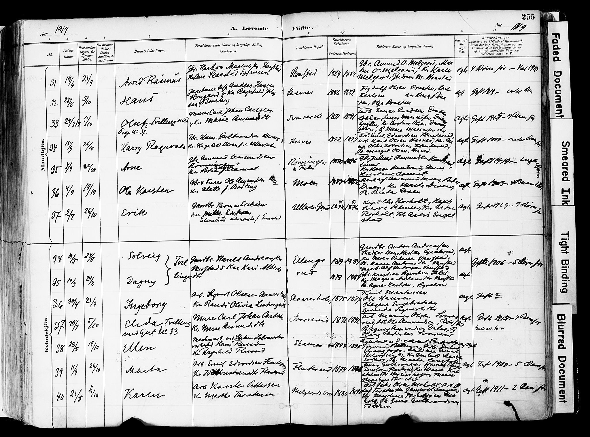 Sør-Odal prestekontor, SAH/PREST-030/H/Ha/Haa/L0006: Parish register (official) no. 6, 1886-1931, p. 255