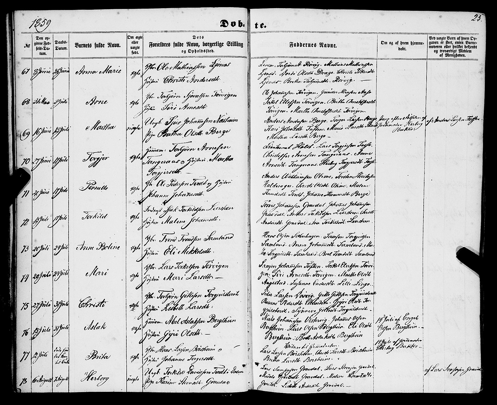 Strandebarm sokneprestembete, AV/SAB-A-78401/H/Haa: Parish register (official) no. A 8, 1858-1872, p. 25