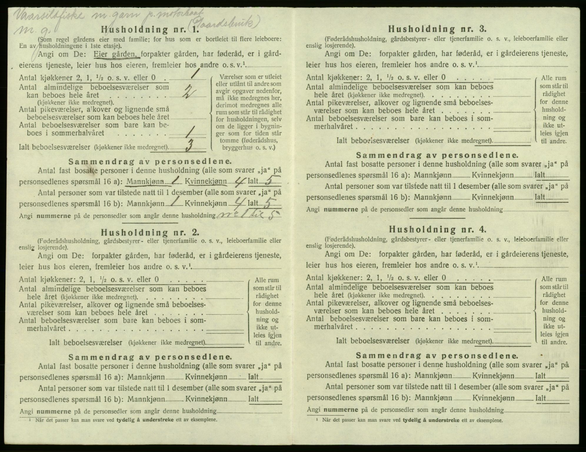 SAB, 1920 census for Bremnes, 1920, p. 1039