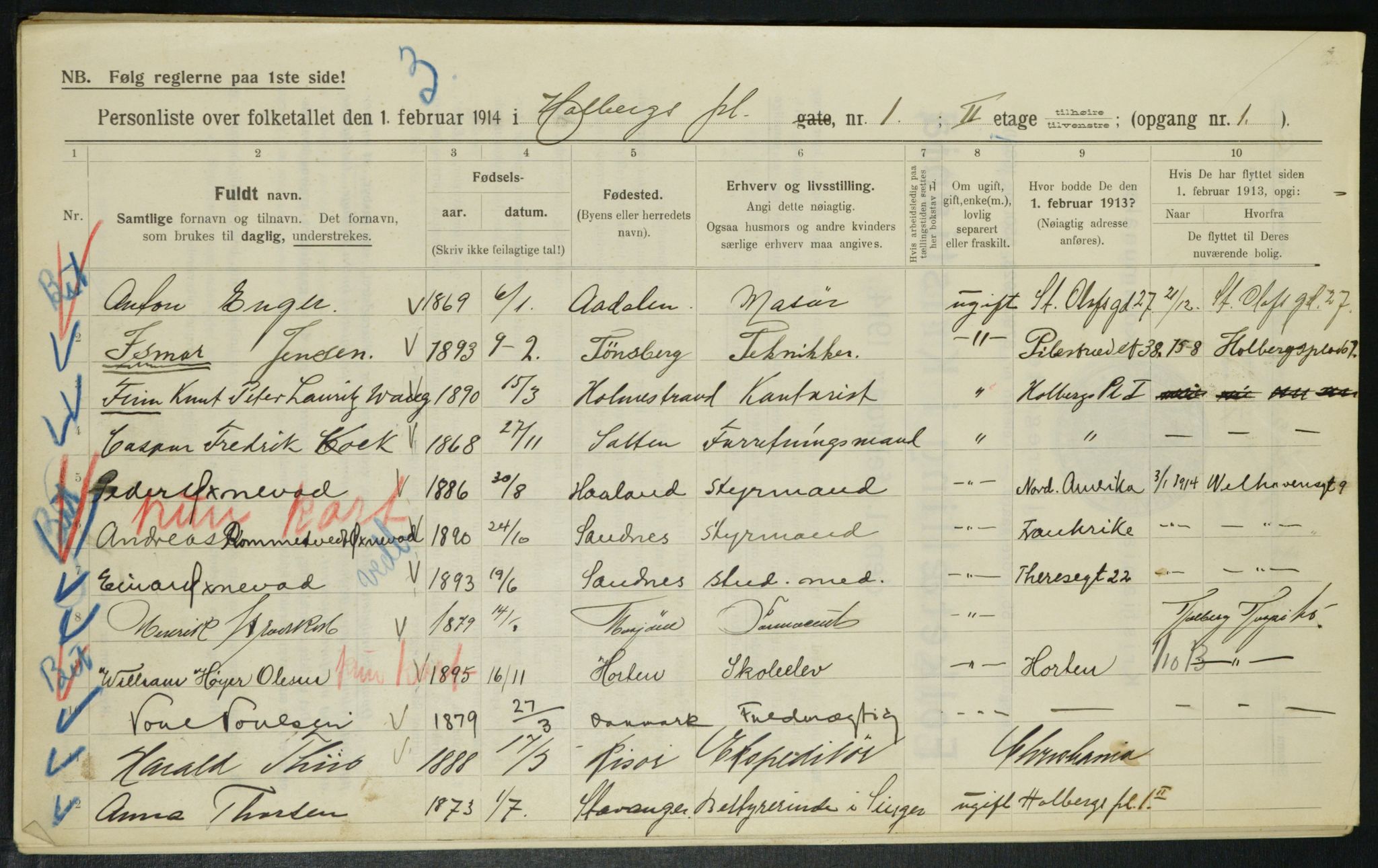 OBA, Municipal Census 1914 for Kristiania, 1914, p. 40585