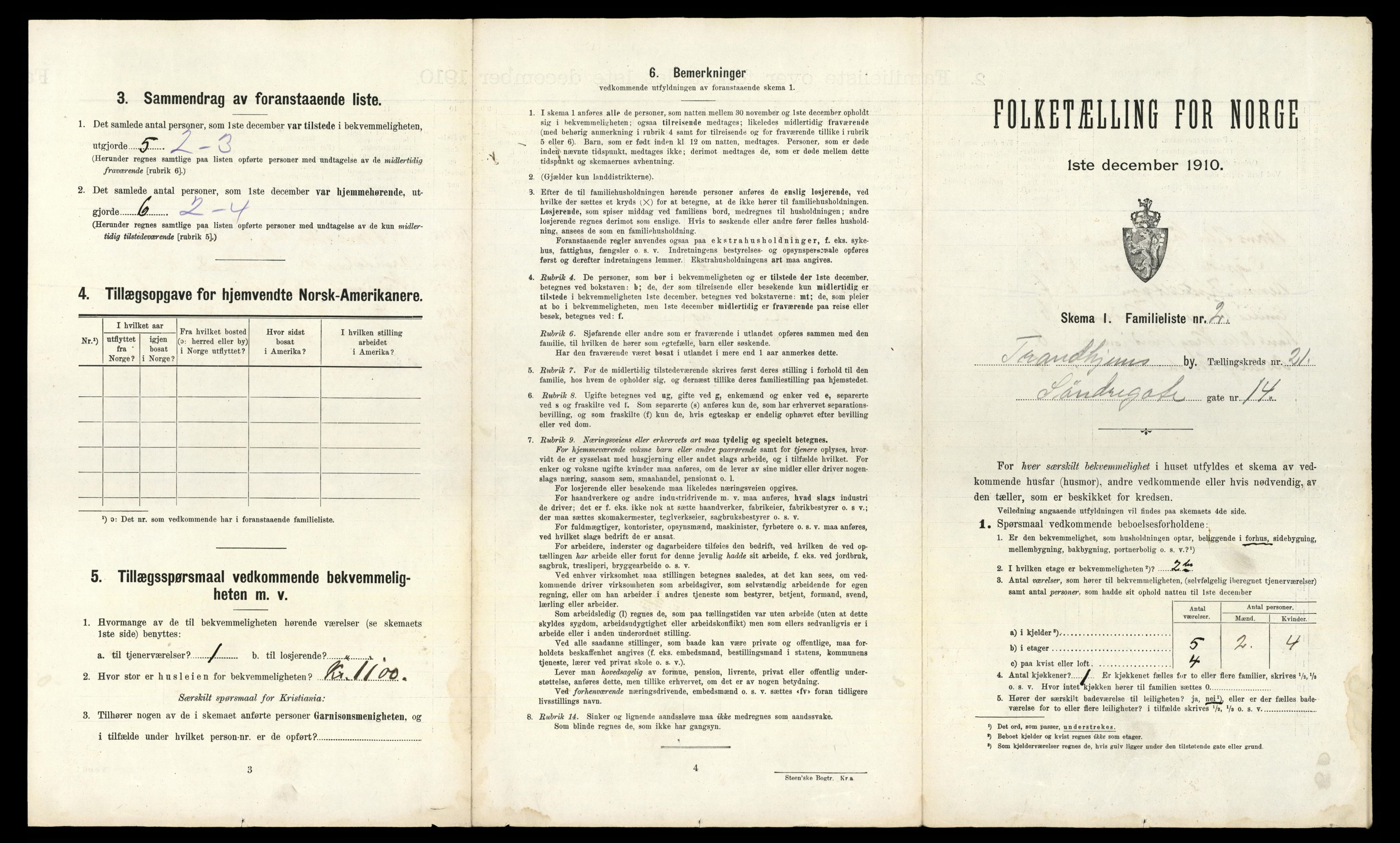 RA, 1910 census for Trondheim, 1910, p. 6247