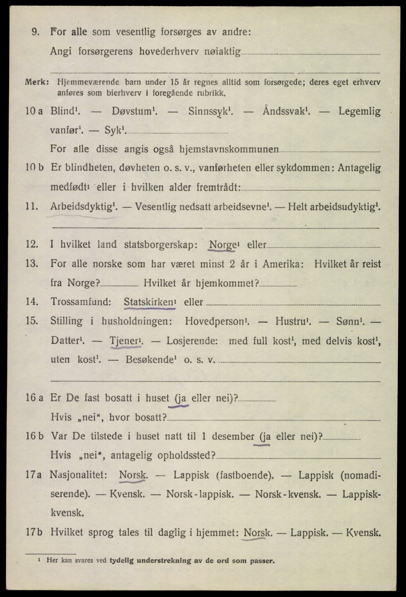 SAT, 1920 census for Skjerstad, 1920, p. 2122