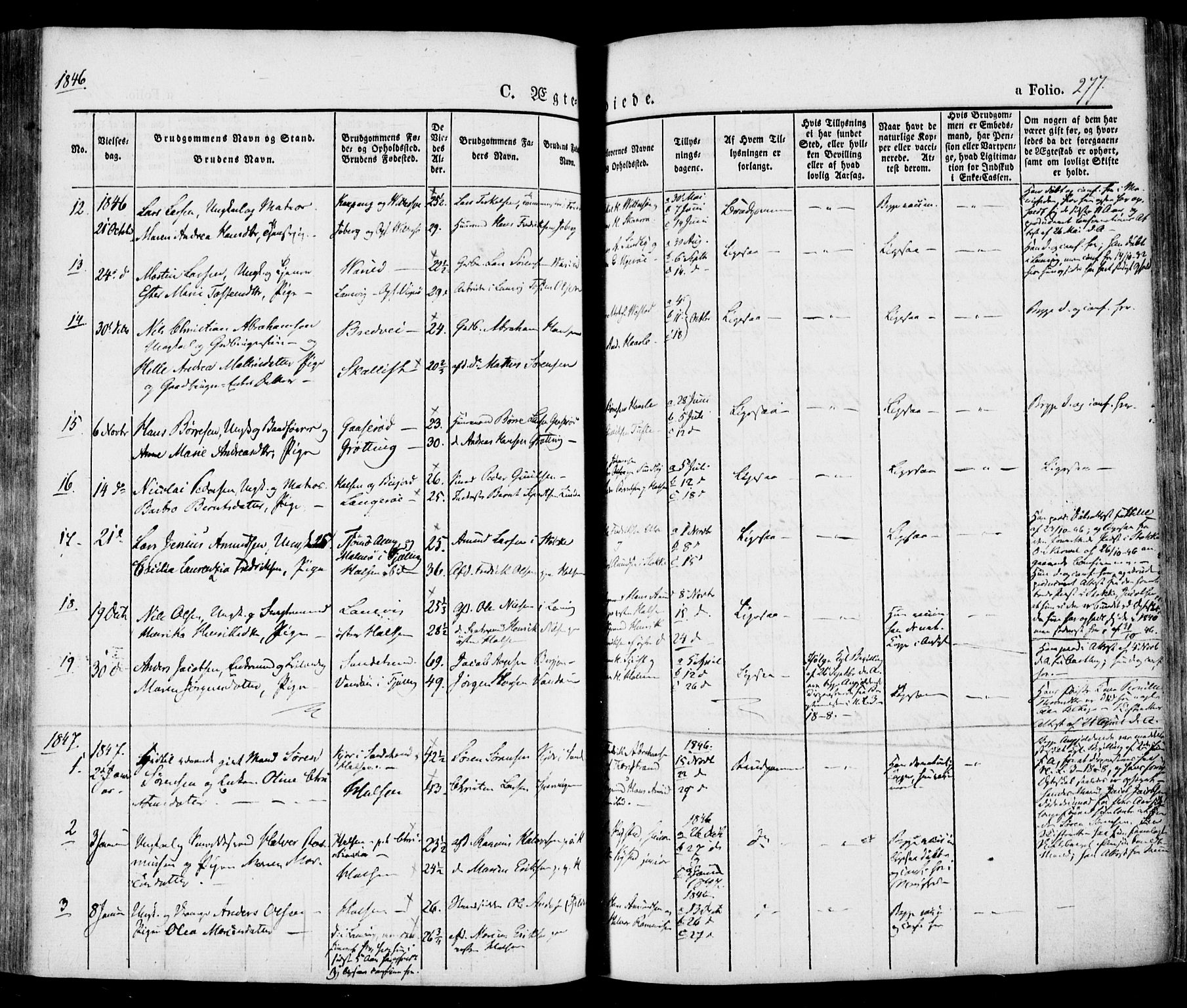 Tjølling kirkebøker, SAKO/A-60/F/Fa/L0006: Parish register (official) no. 6, 1835-1859, p. 277