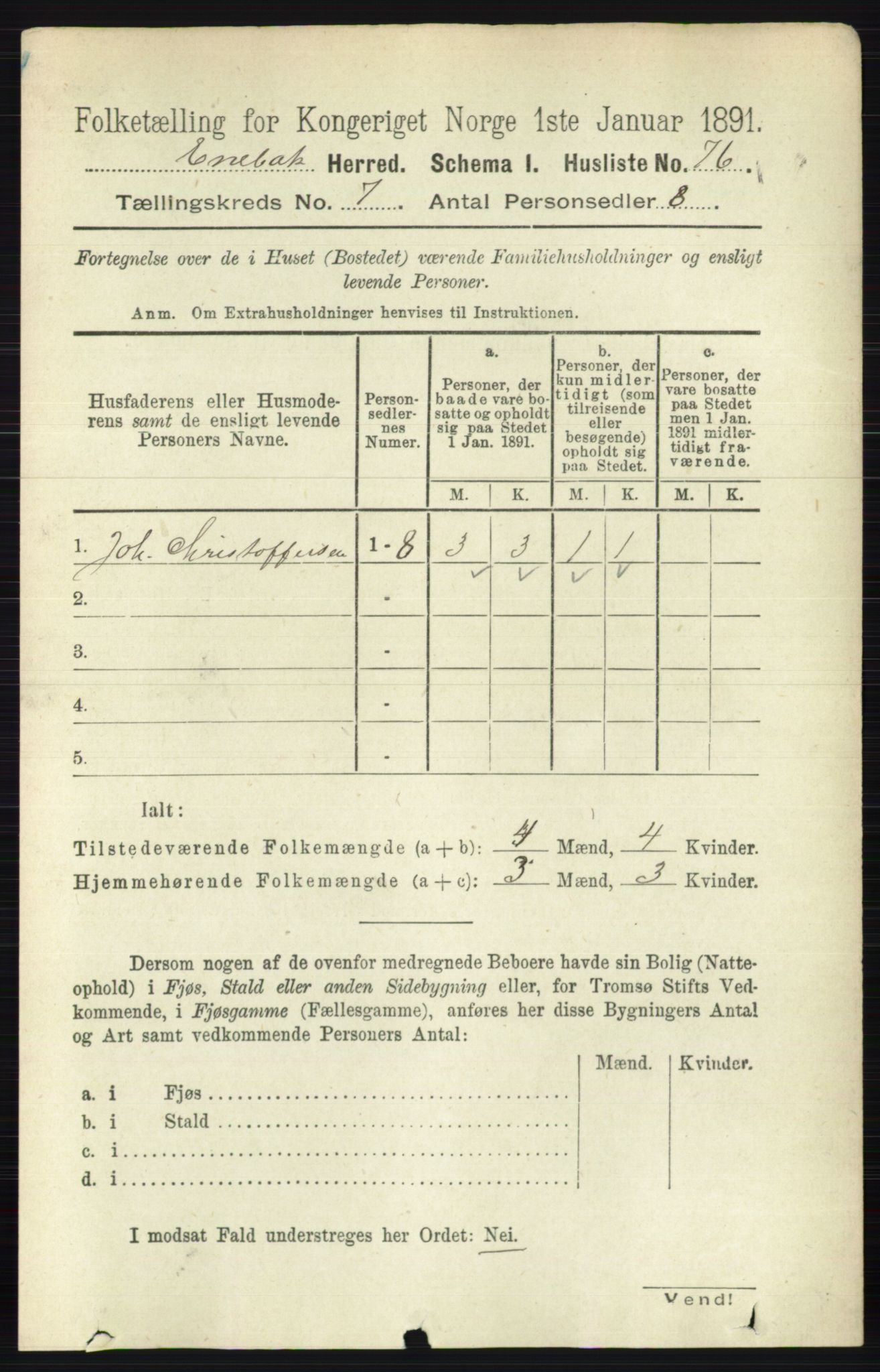 RA, 1891 census for 0229 Enebakk, 1891, p. 3562