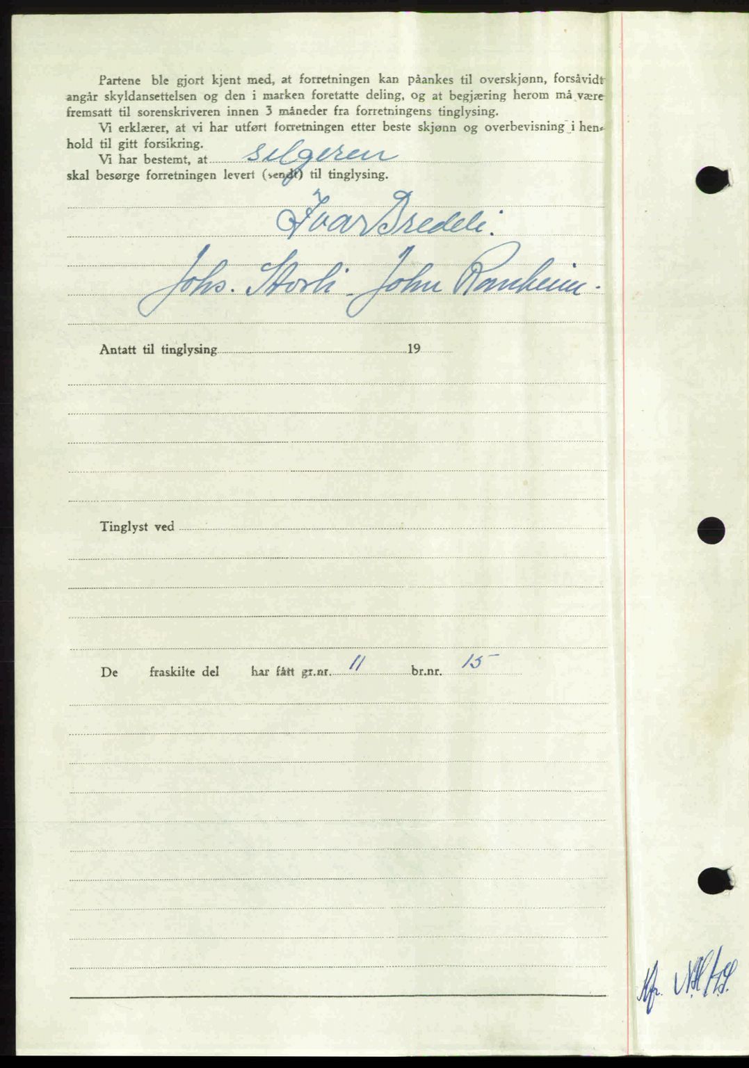 Nordmøre sorenskriveri, AV/SAT-A-4132/1/2/2Ca: Mortgage book no. A106, 1947-1947, Diary no: : 2059/1947