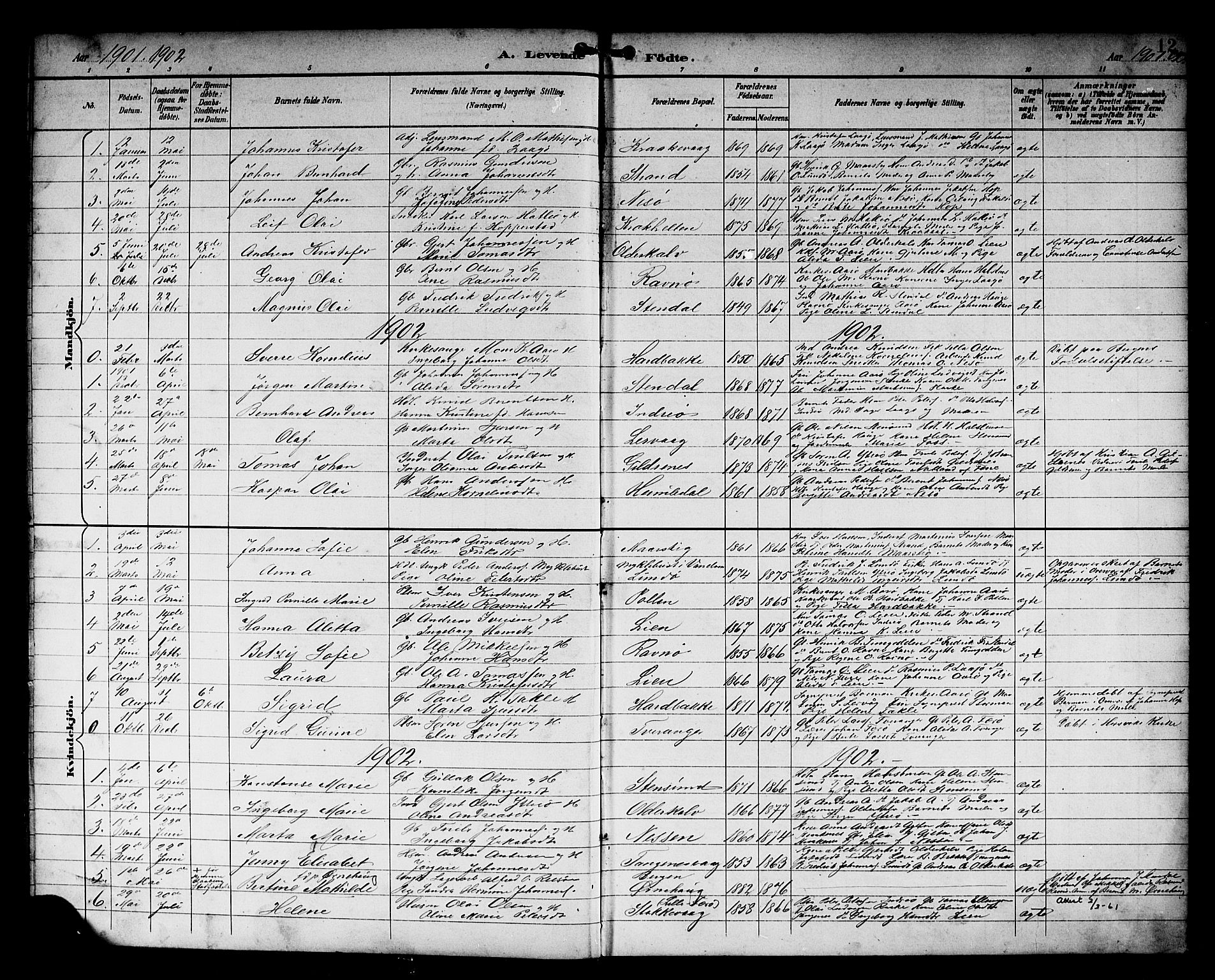 Solund sokneprestembete, SAB/A-81401: Parish register (copy) no. A 2, 1893-1921, p. 12