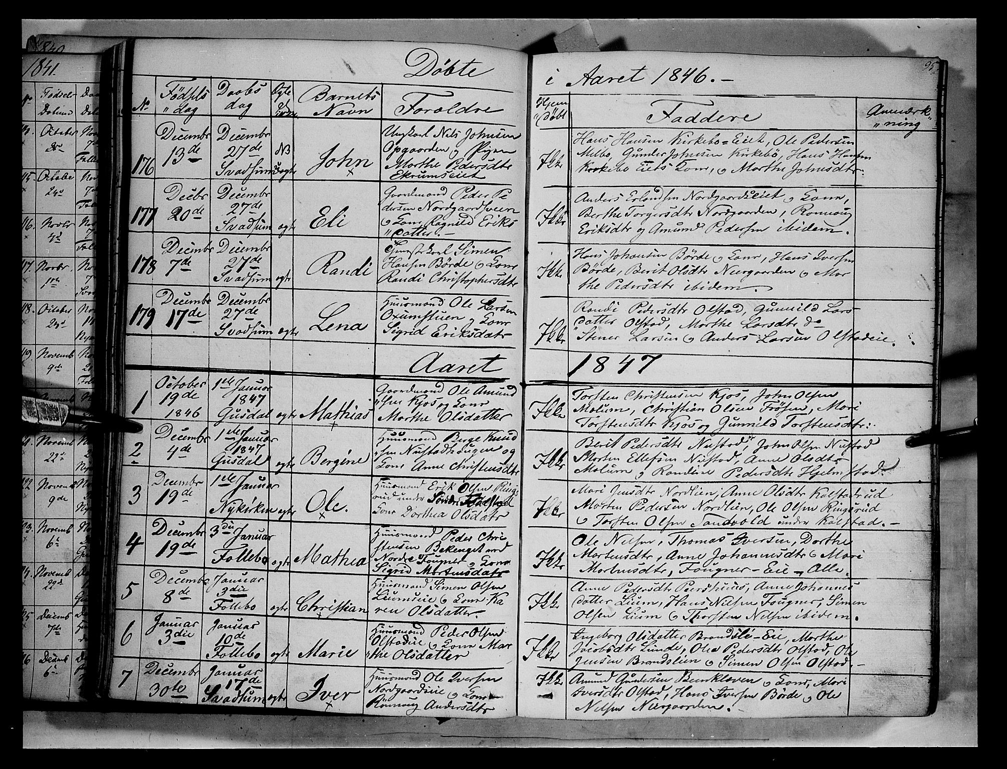 Gausdal prestekontor, SAH/PREST-090/H/Ha/Haa/L0007: Parish register (official) no. 7, 1840-1850, p. 95