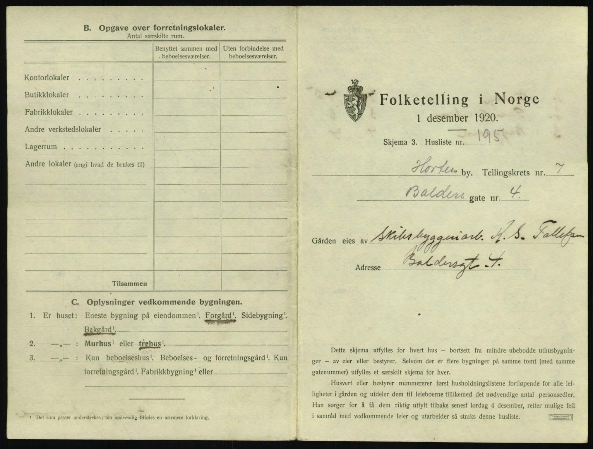 SAKO, 1920 census for Horten, 1920, p. 2787