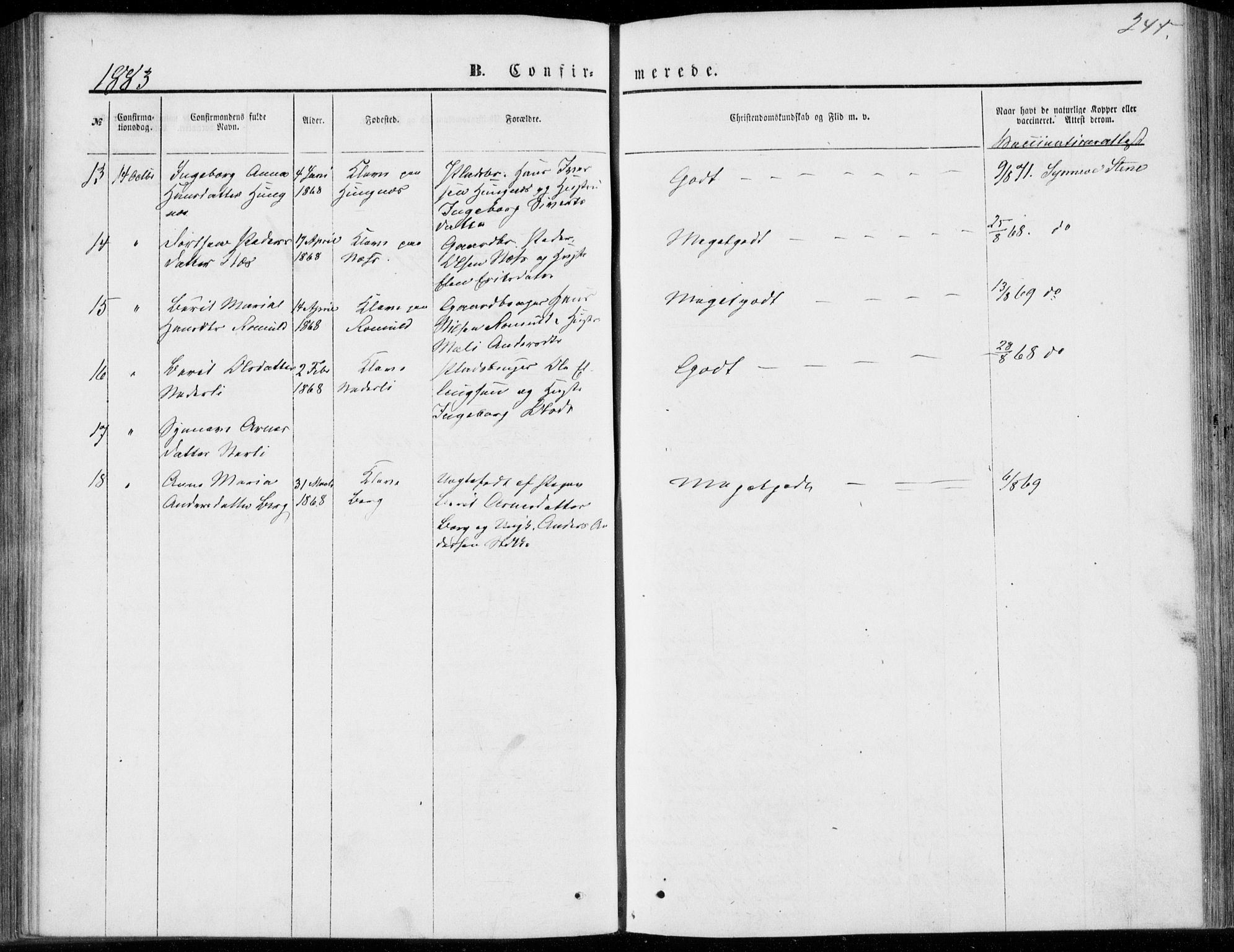 Ministerialprotokoller, klokkerbøker og fødselsregistre - Møre og Romsdal, AV/SAT-A-1454/557/L0681: Parish register (official) no. 557A03, 1869-1886, p. 244