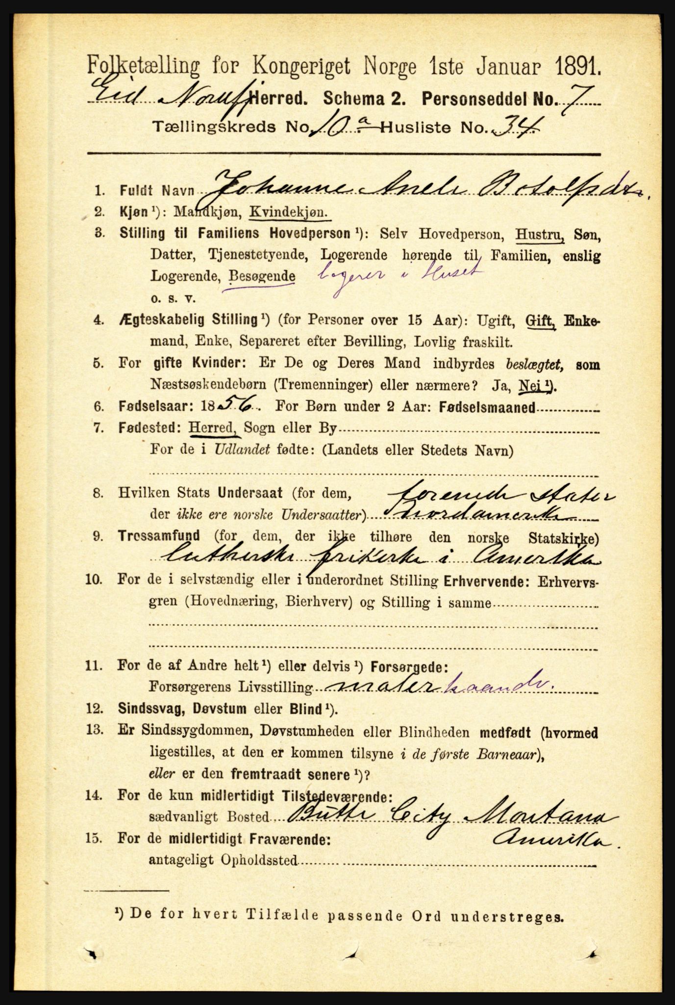 RA, 1891 census for 1443 Eid, 1891, p. 3005