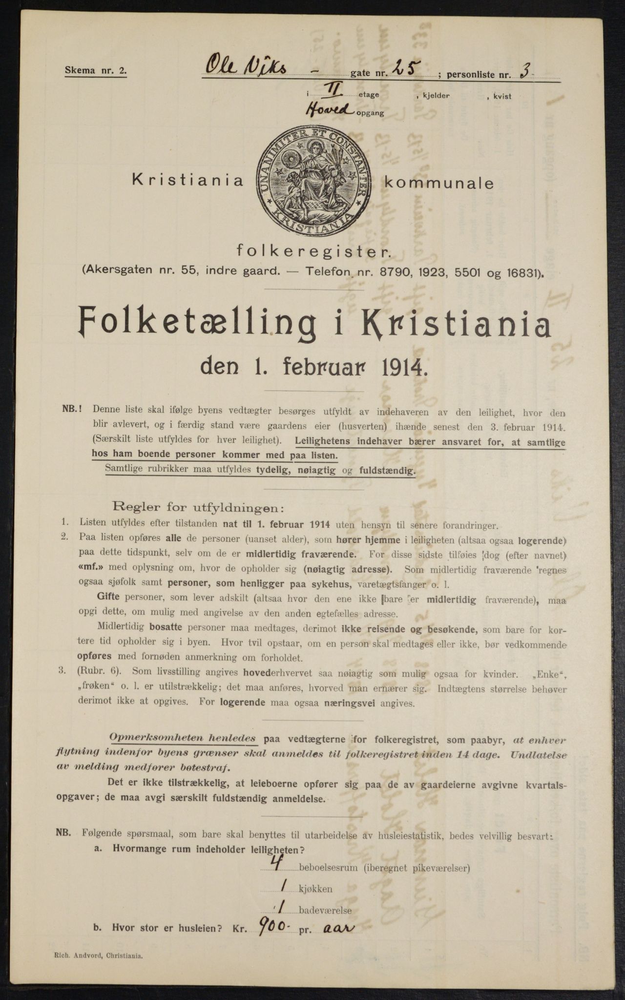 OBA, Municipal Census 1914 for Kristiania, 1914, p. 75763