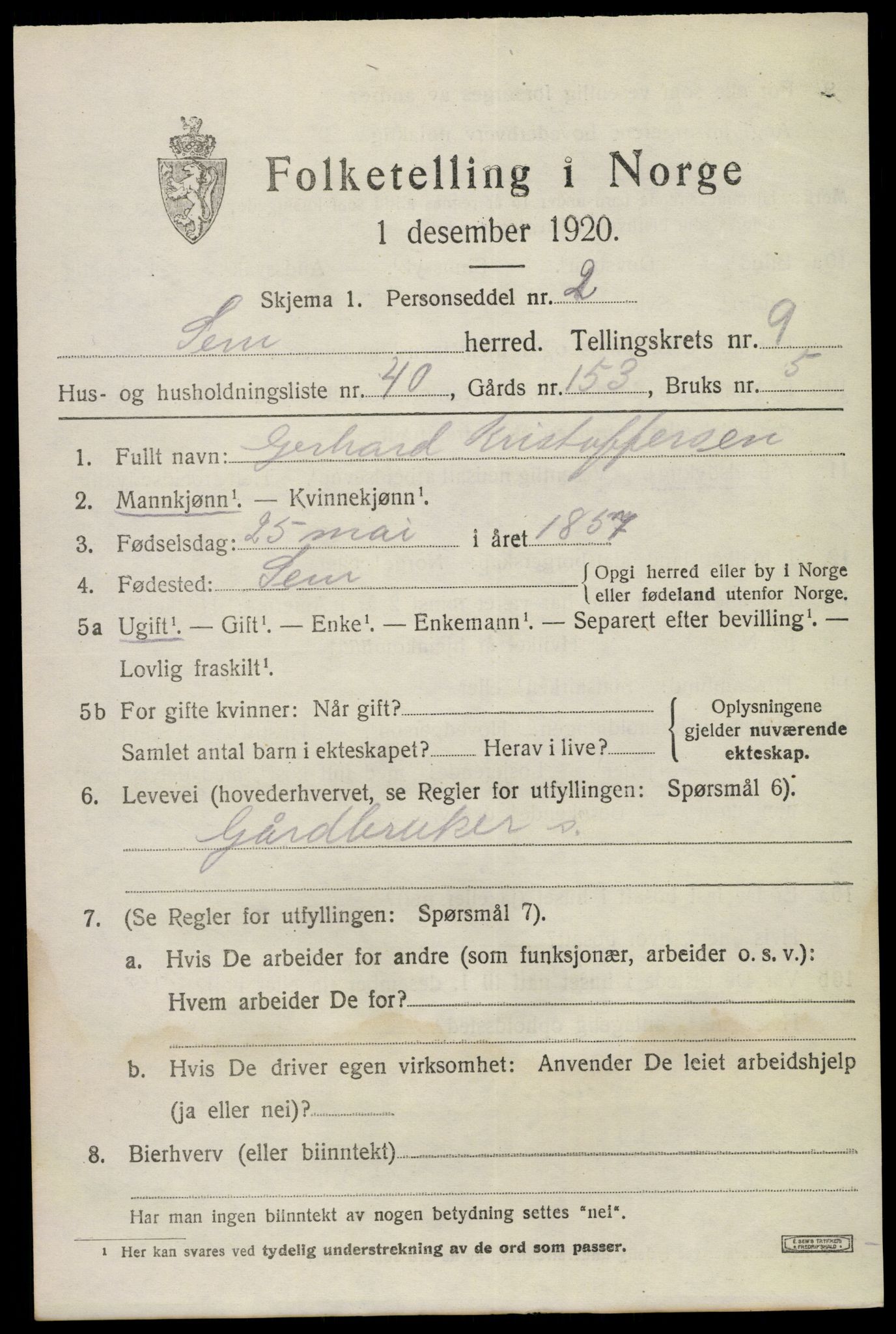 SAKO, 1920 census for Sem, 1920, p. 12969