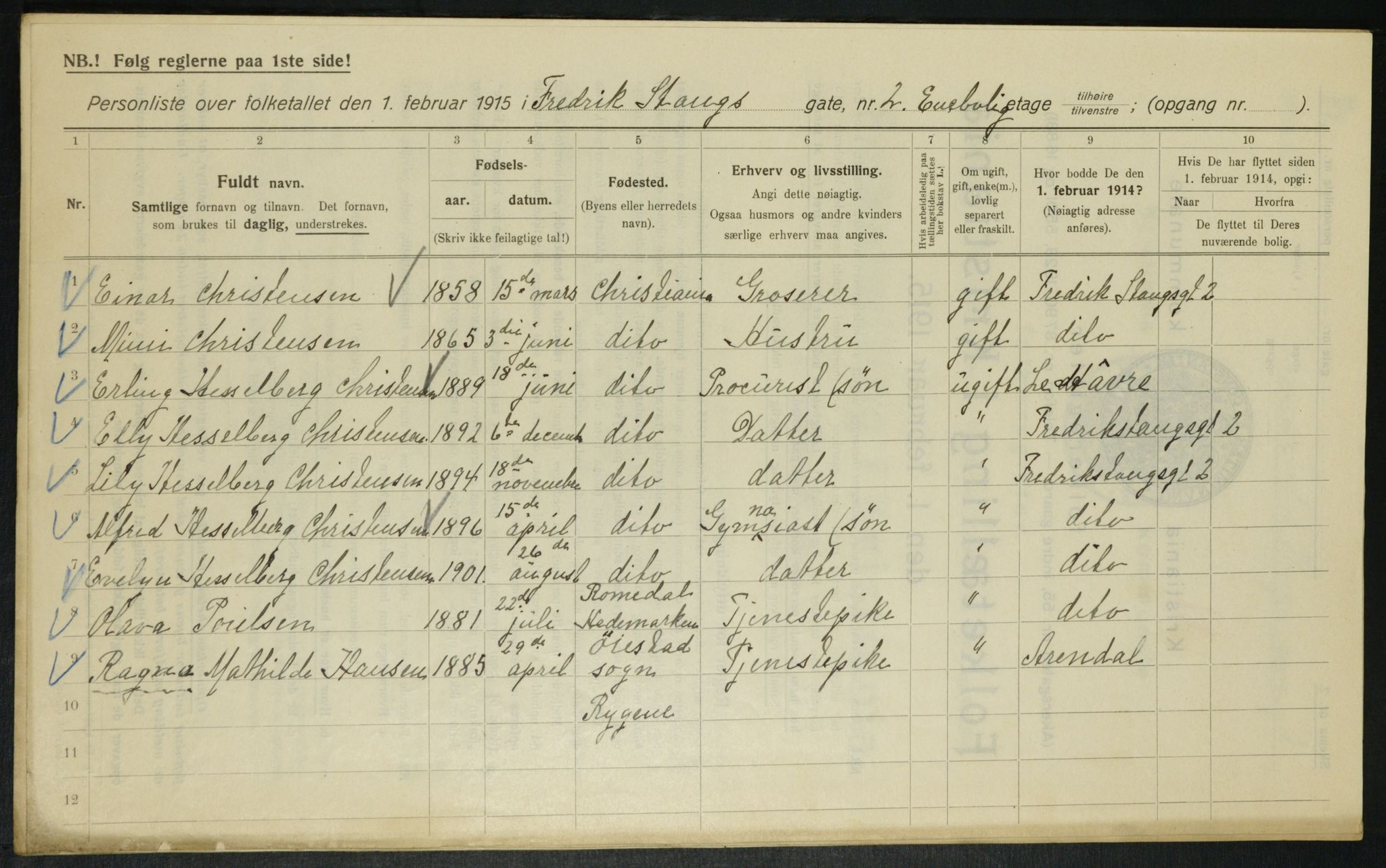 OBA, Municipal Census 1915 for Kristiania, 1915, p. 26163